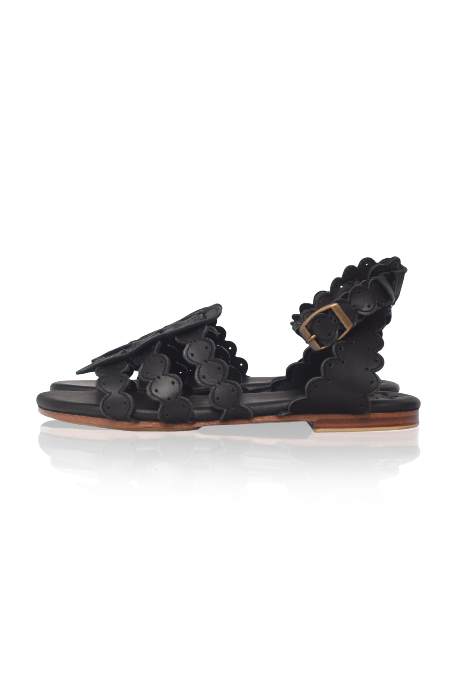 Spell Scalloped Leather Sandals-5
