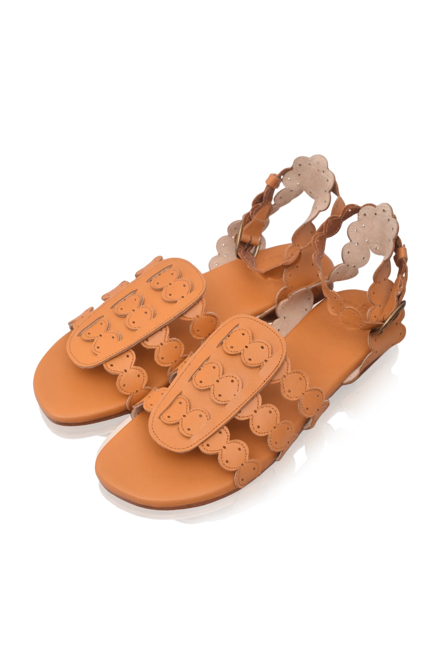 Spell Scalloped Leather Sandals-3