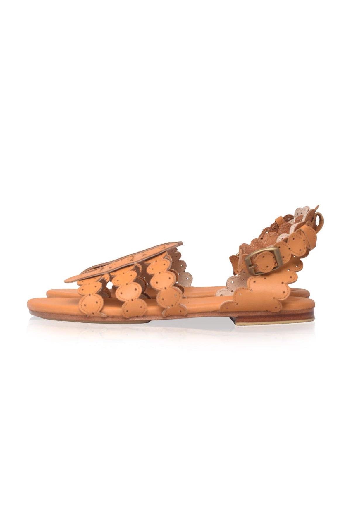 Spell Scalloped Leather Sandals-1