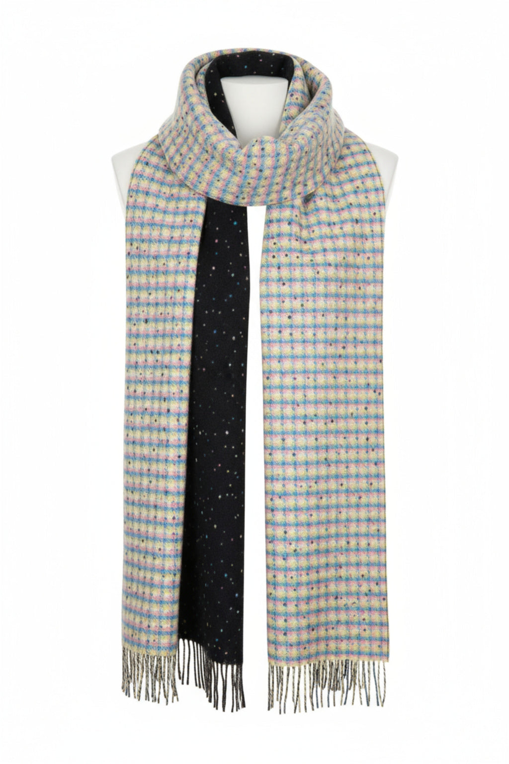 Black Spotted Lambswool Scarf-3