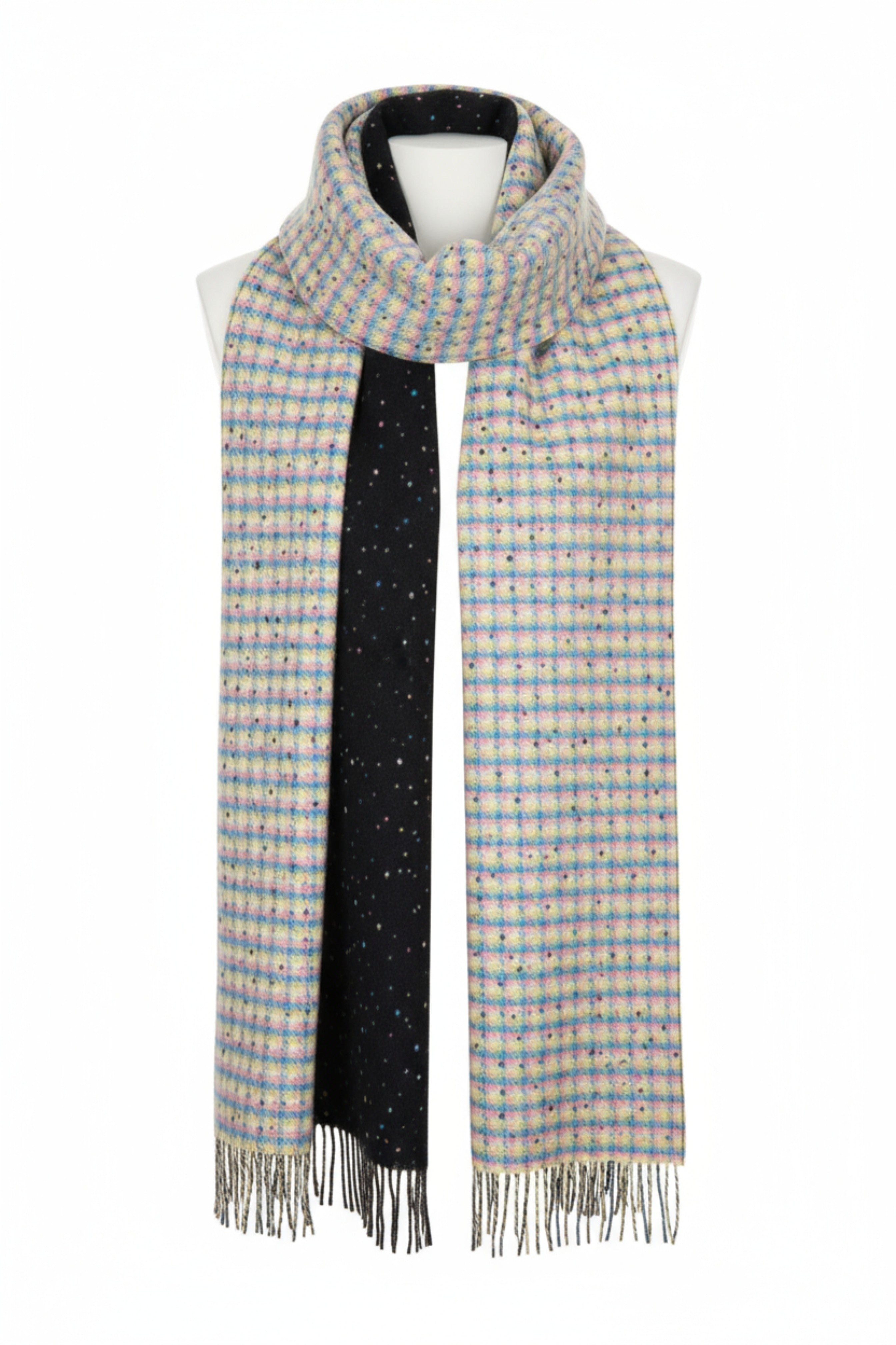 Black Spotted Lambswool Scarf-3