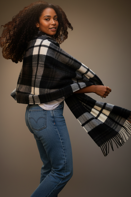 Classic Black, Brown & Froth Stole-0
