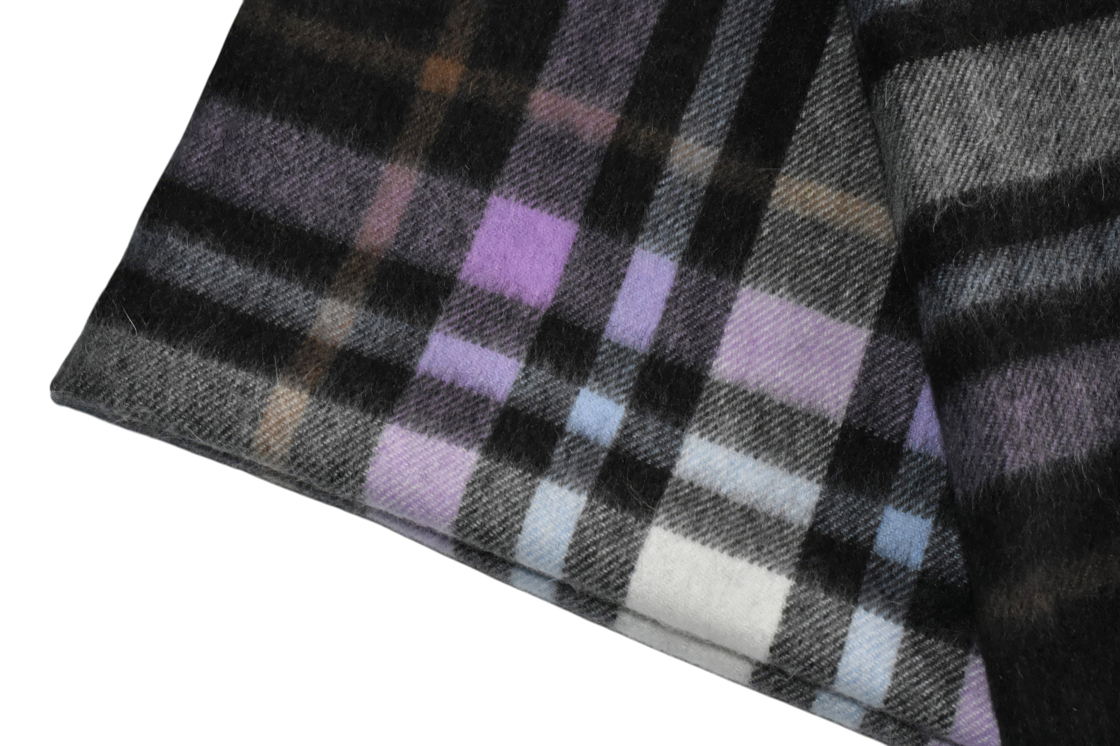 Charcoal, Lilac & Blue Plaid Stole-4