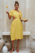 Sundaze Cutout Linen Midi Dress (Sale)-0