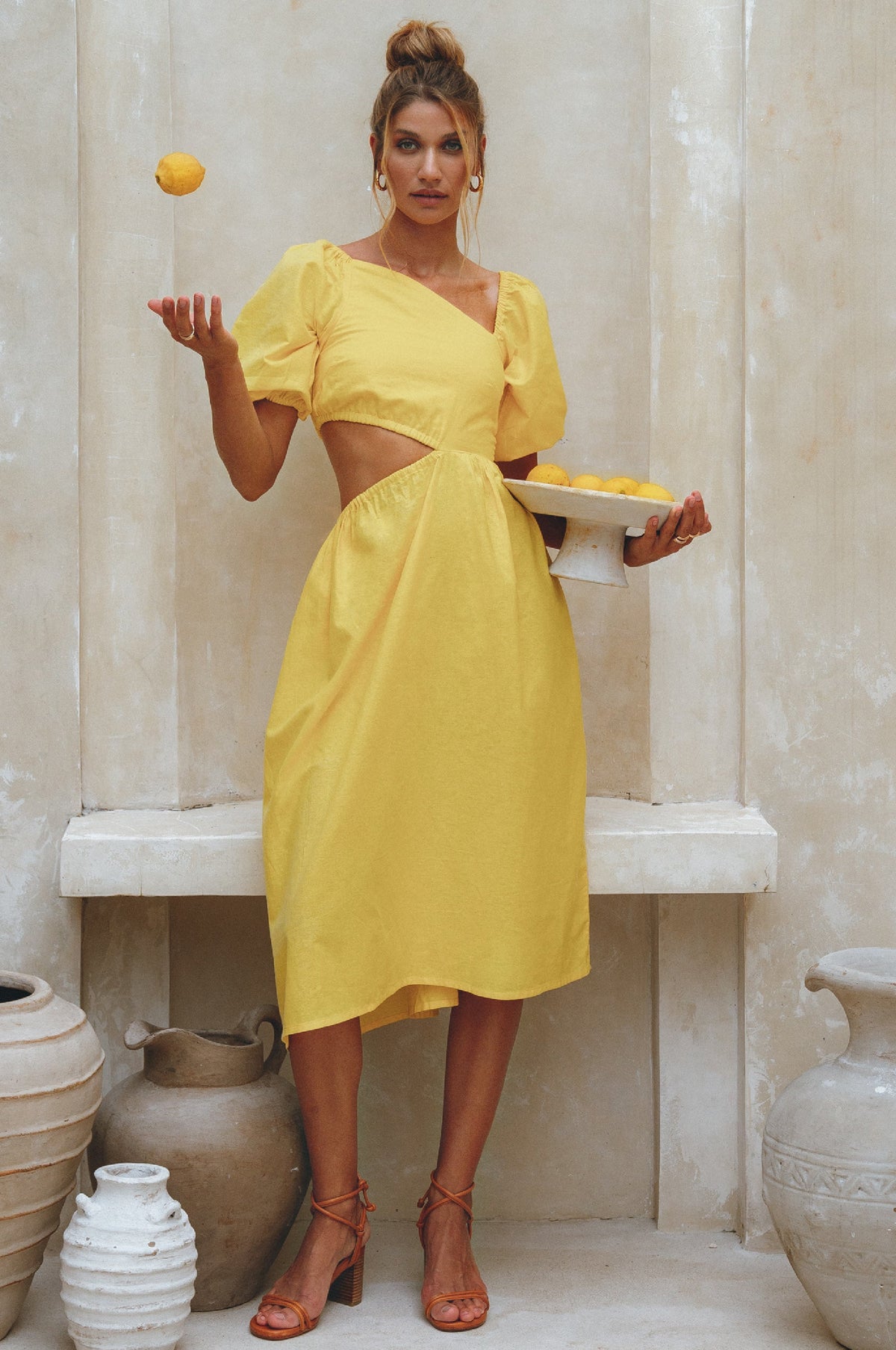 Sundaze Cutout Linen Midi Dress (Sale)-0