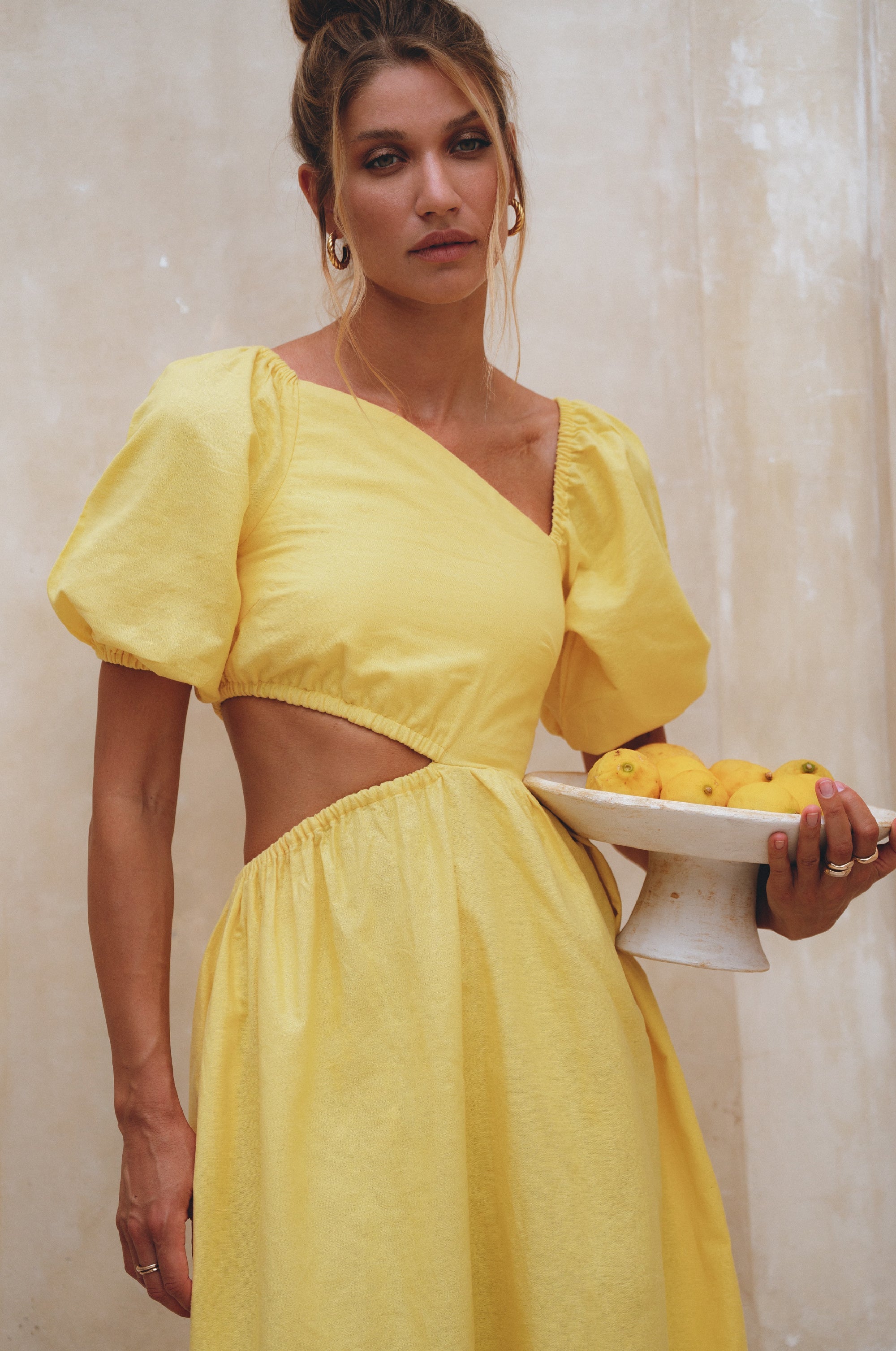 Sundaze Cutout Linen Midi Dress (Sale)-3