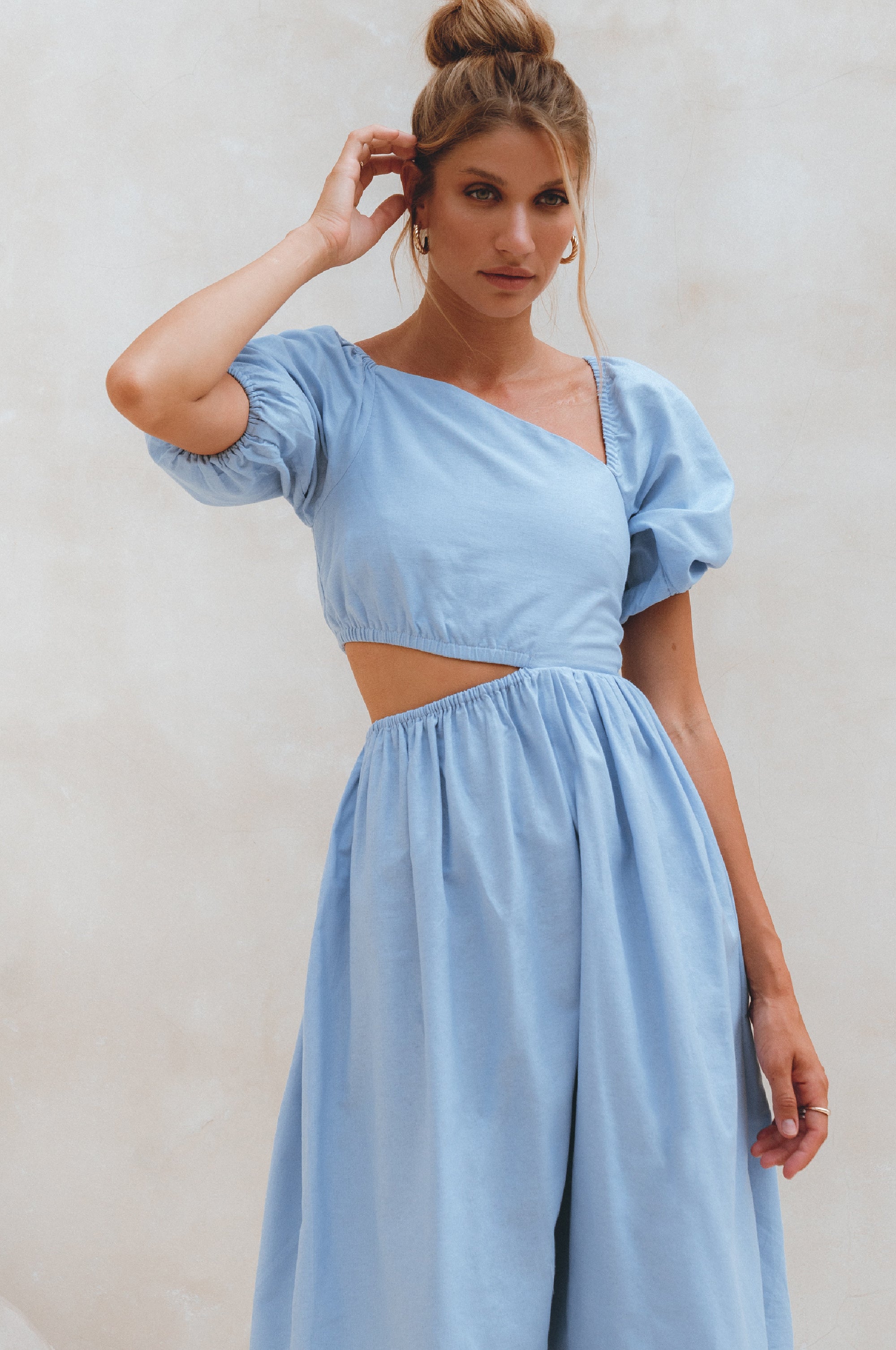 Sundaze Cutout Linen Midi Dress (Sale)-2