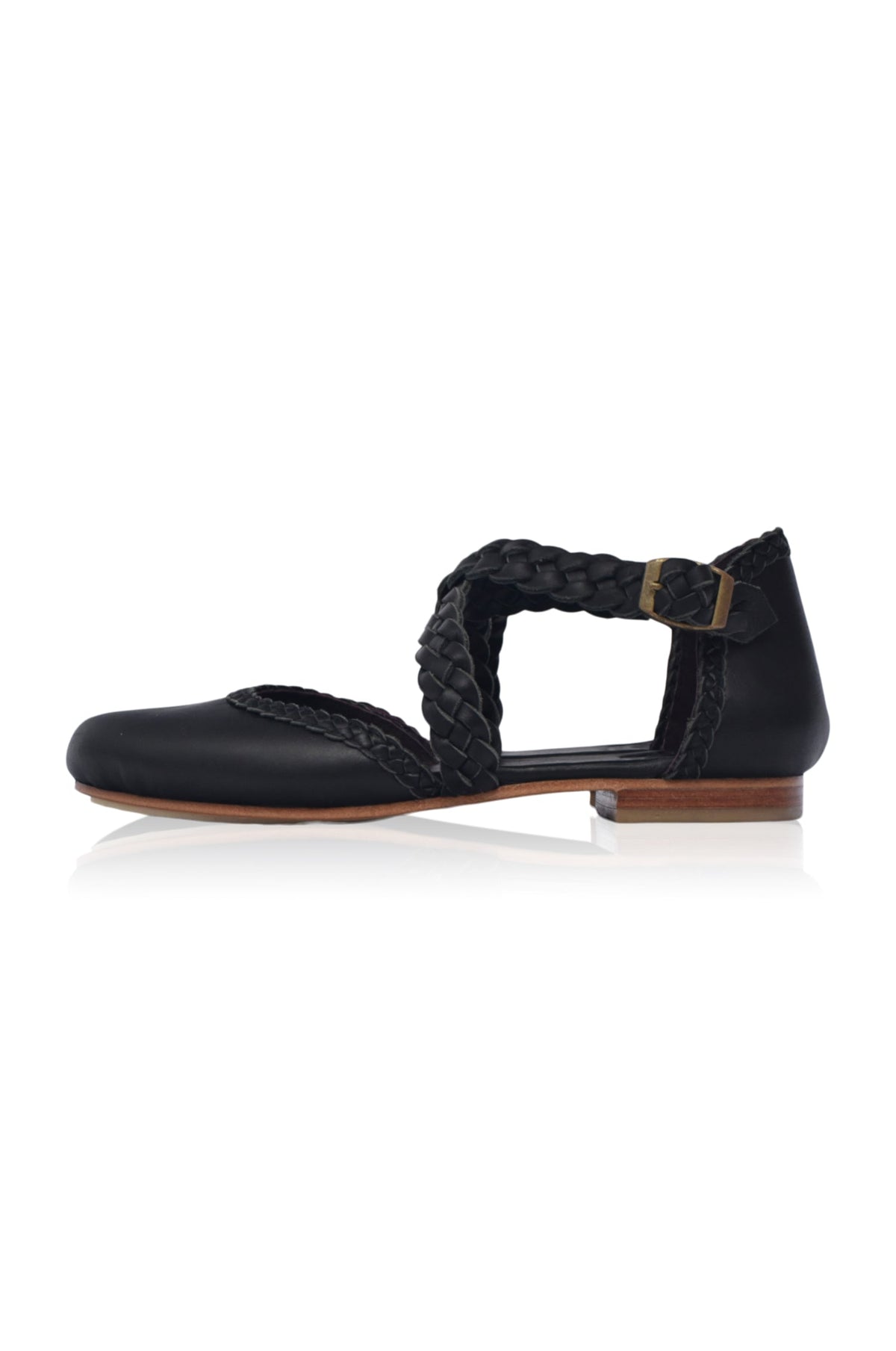 Tallulah Braided Criss-Cross Leather Flats-4