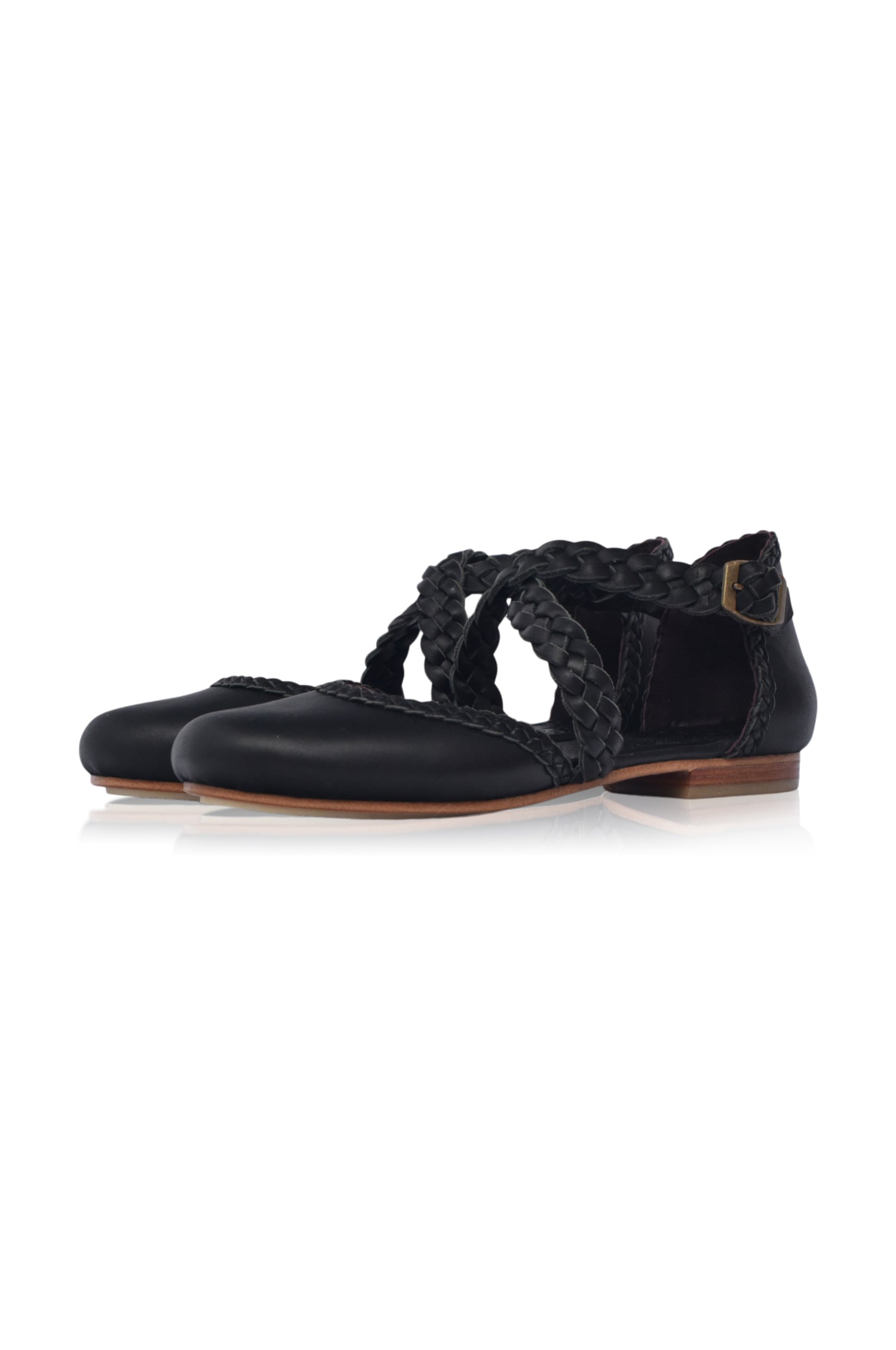 Tallulah Braided Criss-Cross Leather Flats-3