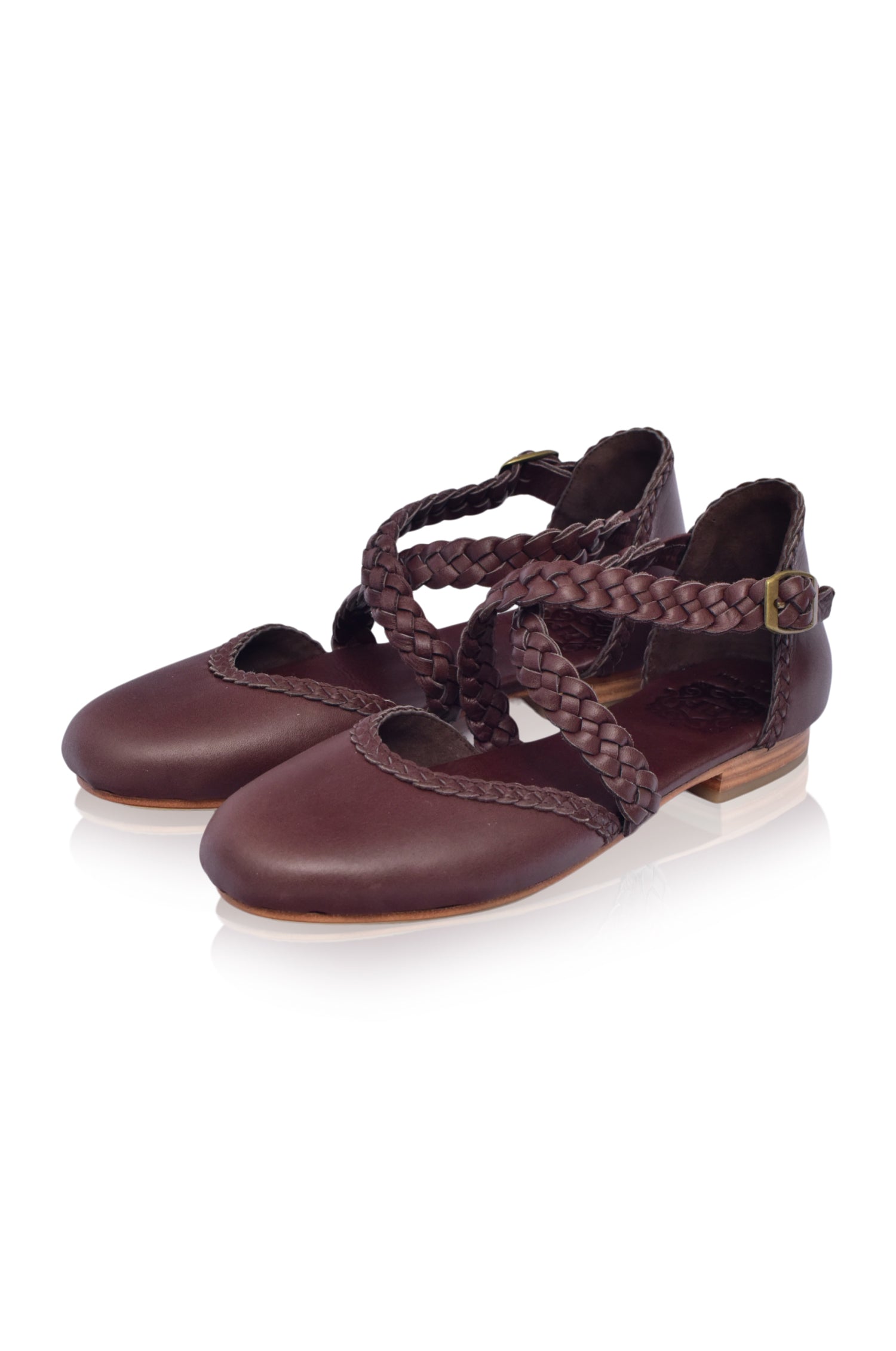 Tallulah Braided Criss-Cross Leather Flats-2