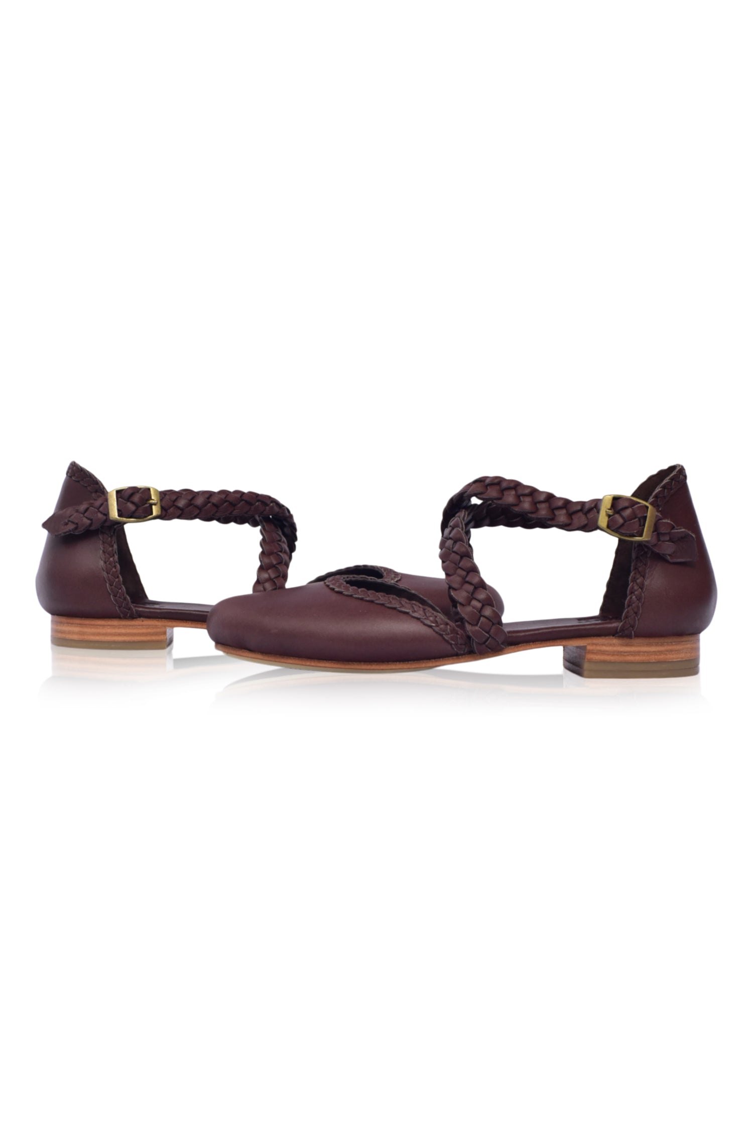 Tallulah Braided Criss-Cross Leather Flats-4