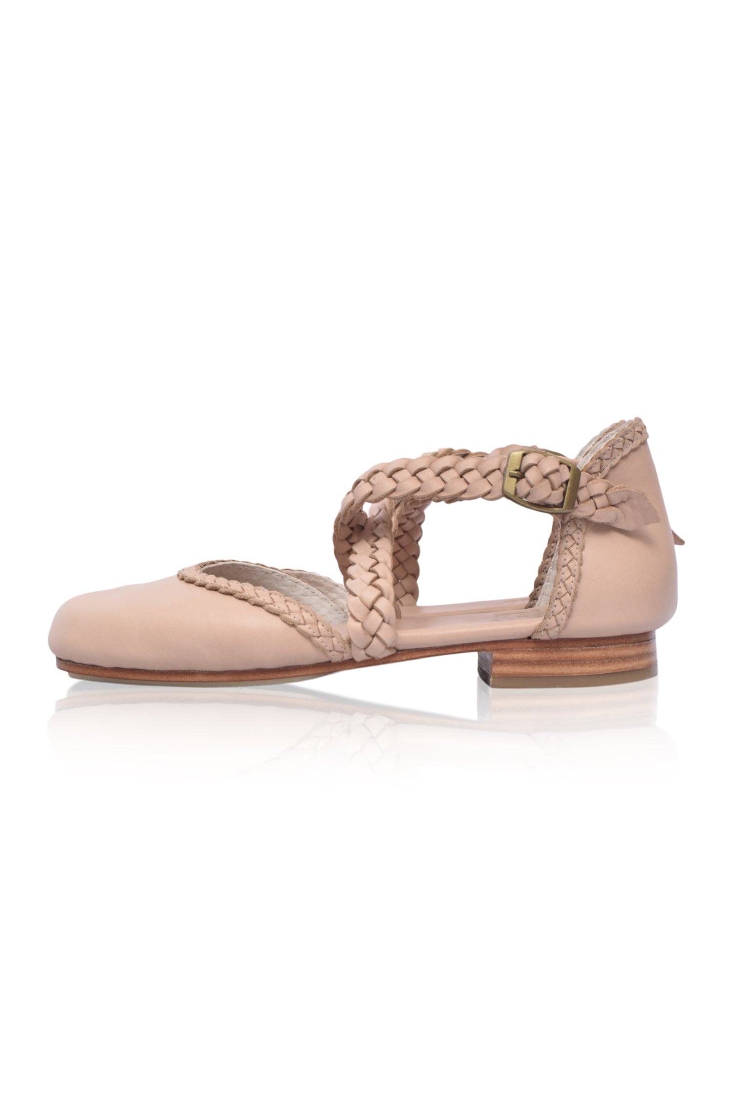 Tallulah Braided Criss-Cross Leather Flats-4