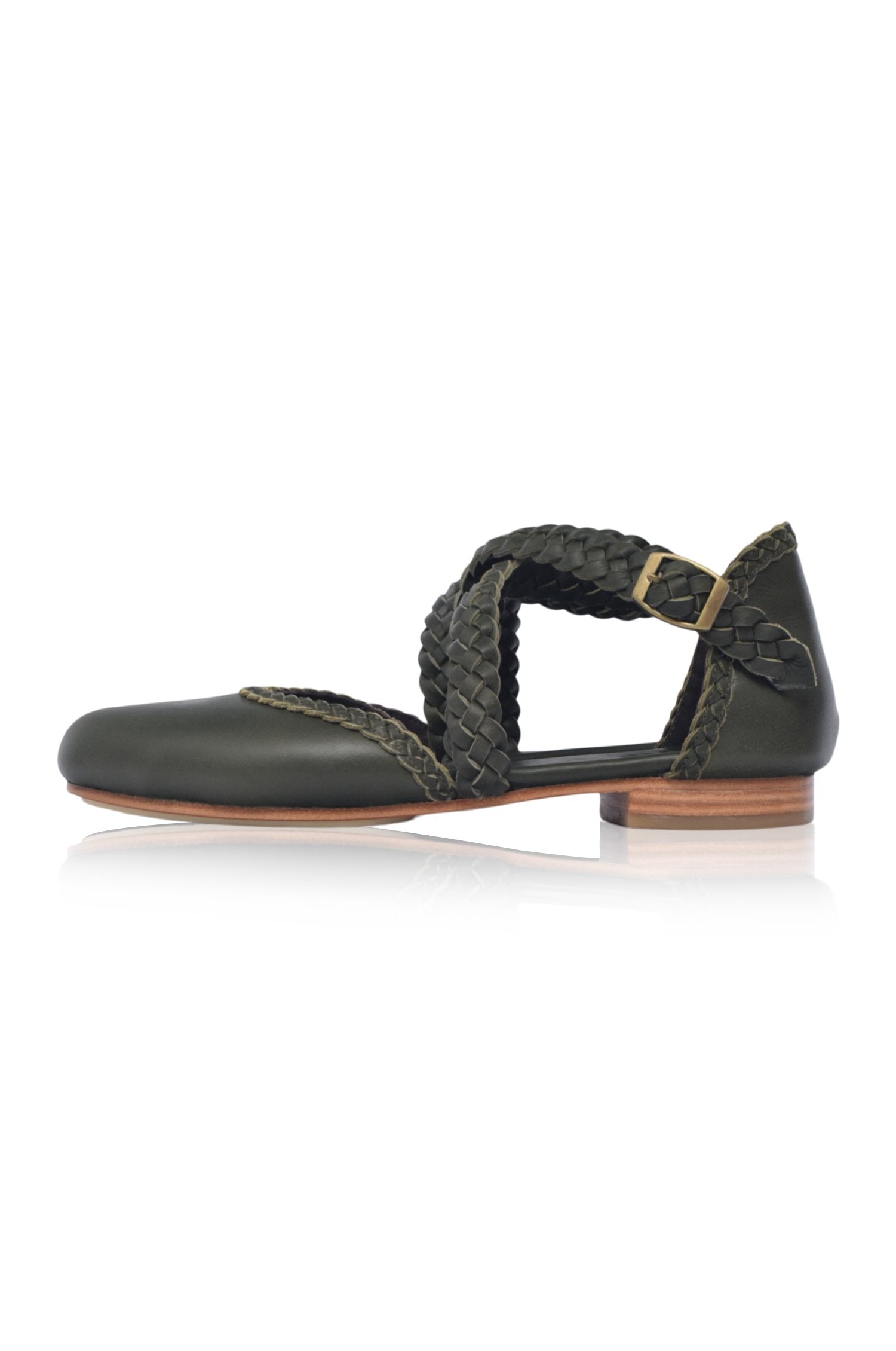 Tallulah Braided Criss-Cross Leather Flats-1