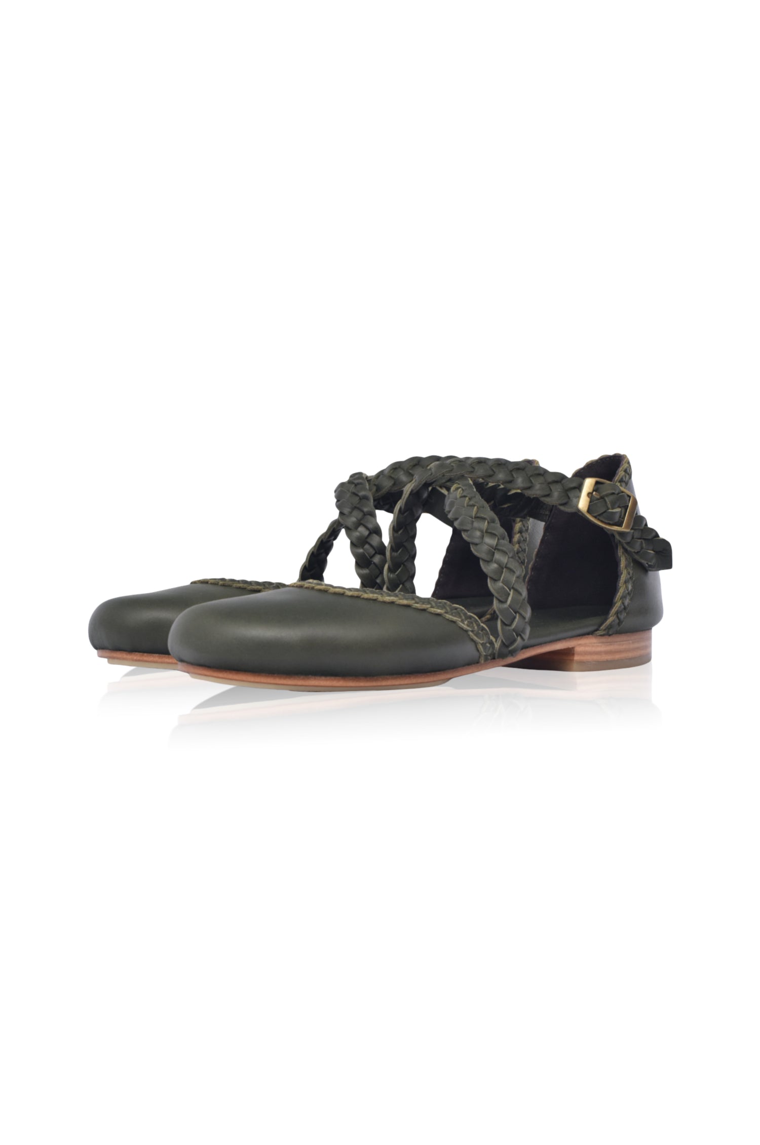 Tallulah Braided Criss-Cross Leather Flats-4