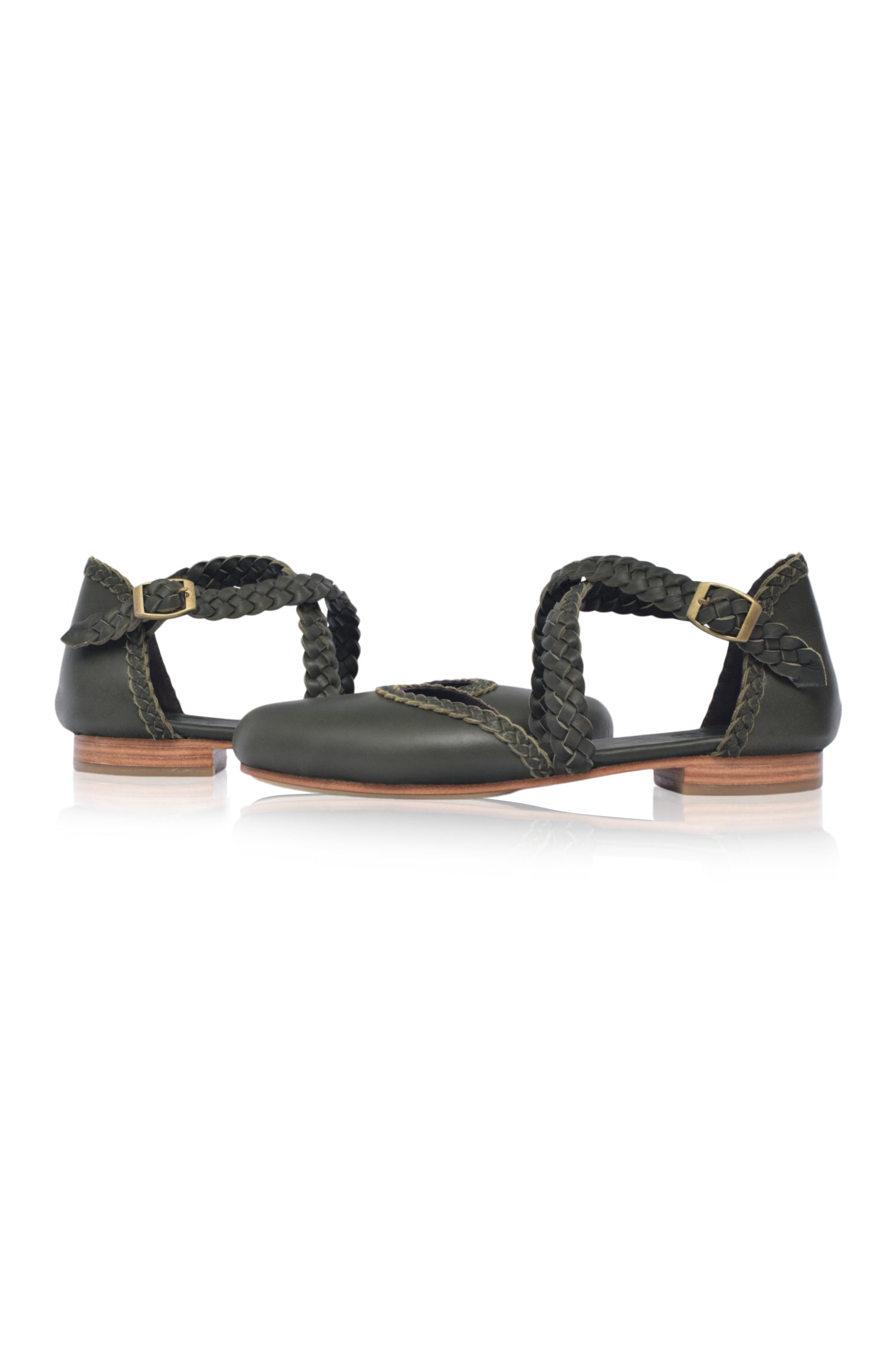 Tallulah Braided Criss-Cross Leather Flats-3