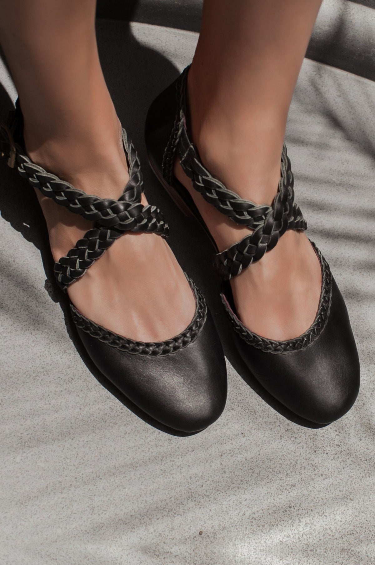 Tallulah Braided Criss-Cross Leather Flats-0