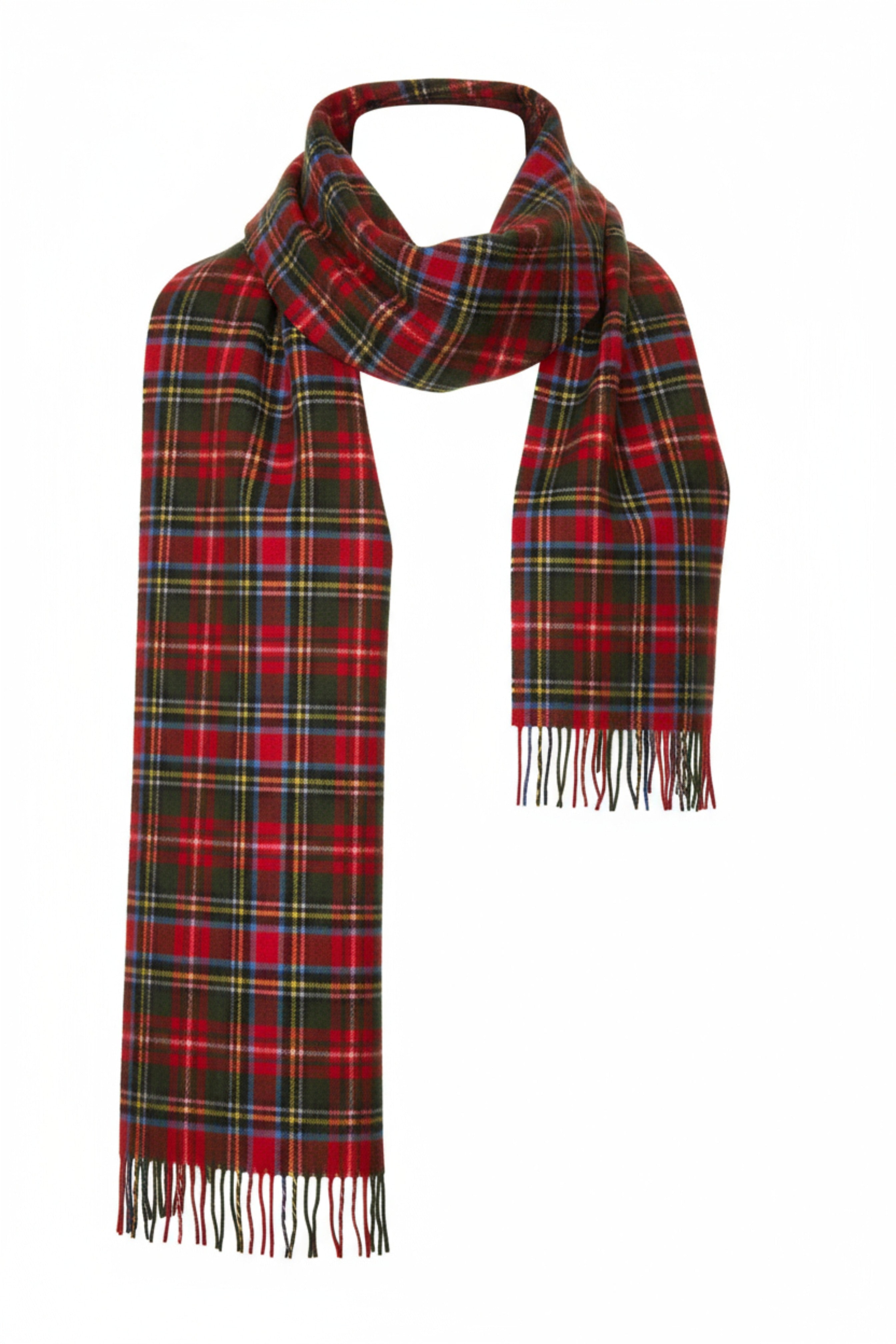 Red Check Tartan Lambswool Scarf-4