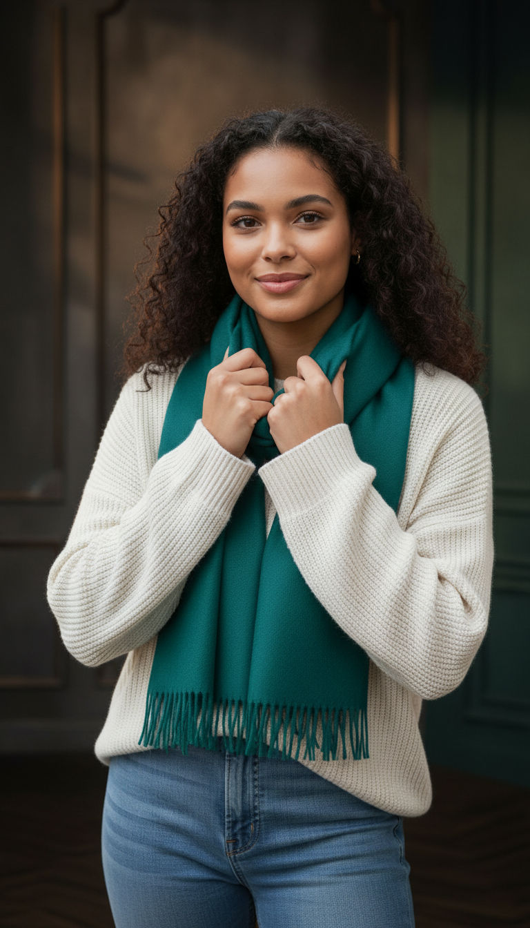 Teal Lambswool Scarf-0