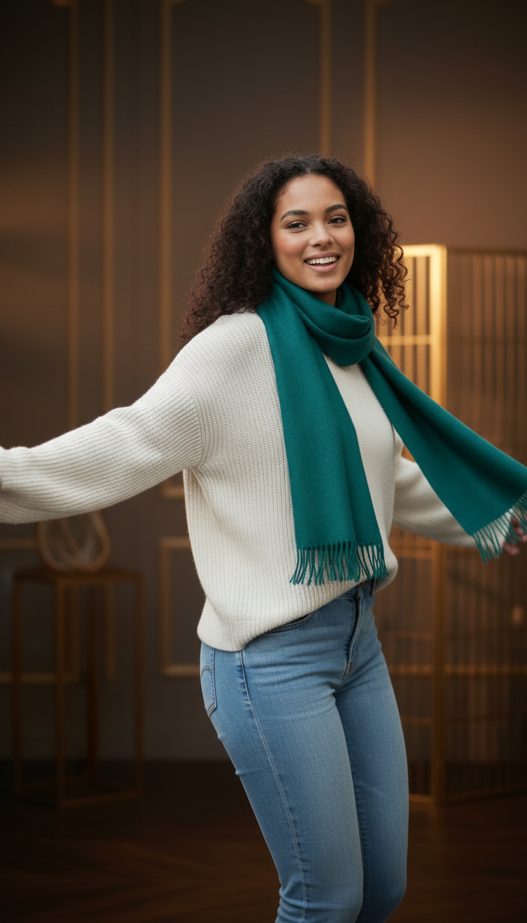 Teal Lambswool Scarf-2