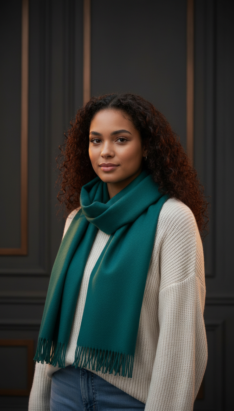 Teal Lambswool Scarf-1
