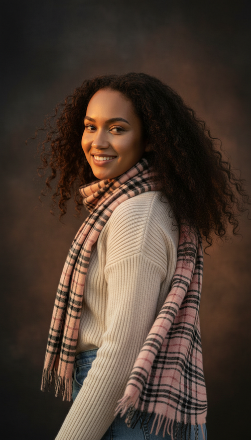 Classic Camel Thomson Tartan Cashmere Scarf-0