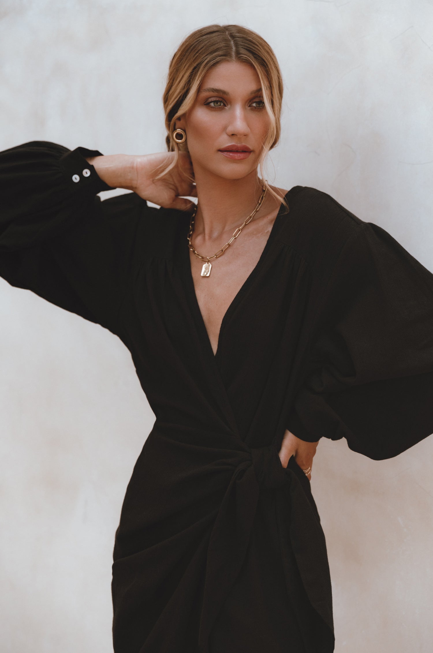 Ti Amo Linen Wrap Mini Dress-1