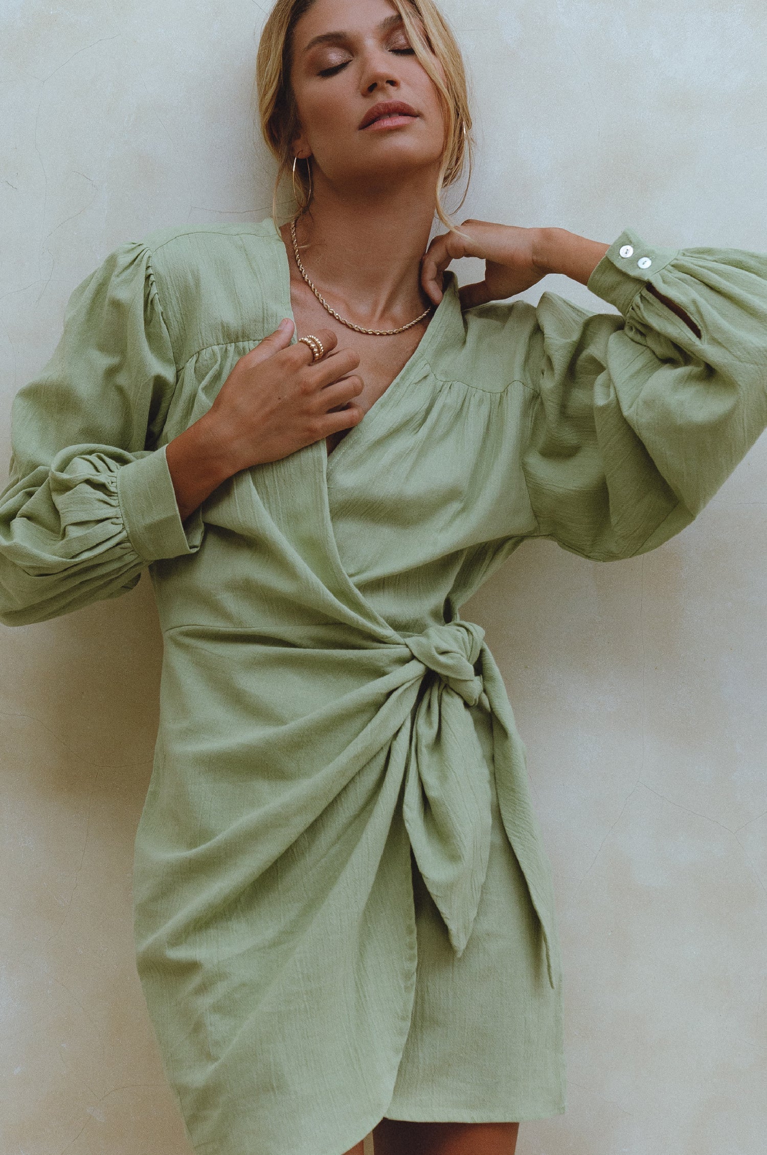 Ti Amo Linen Wrap Mini Dress-5