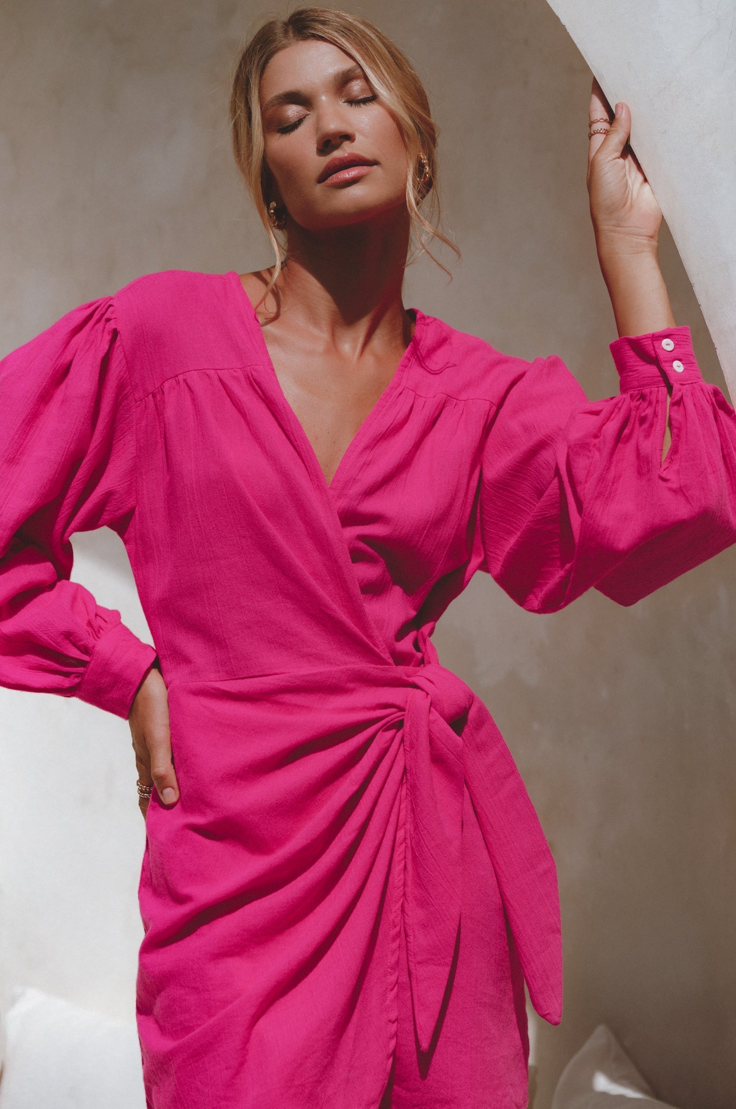 Ti Amo Linen Wrap Mini Dress-1