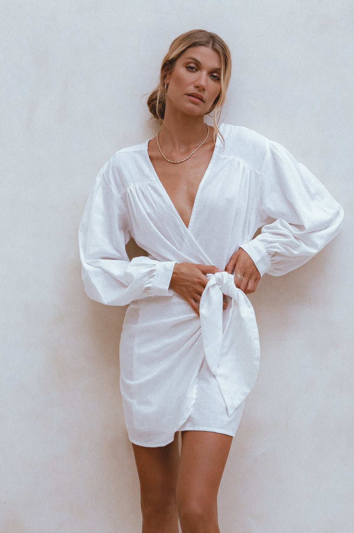 Ti Amo Linen Wrap Mini Dress-4