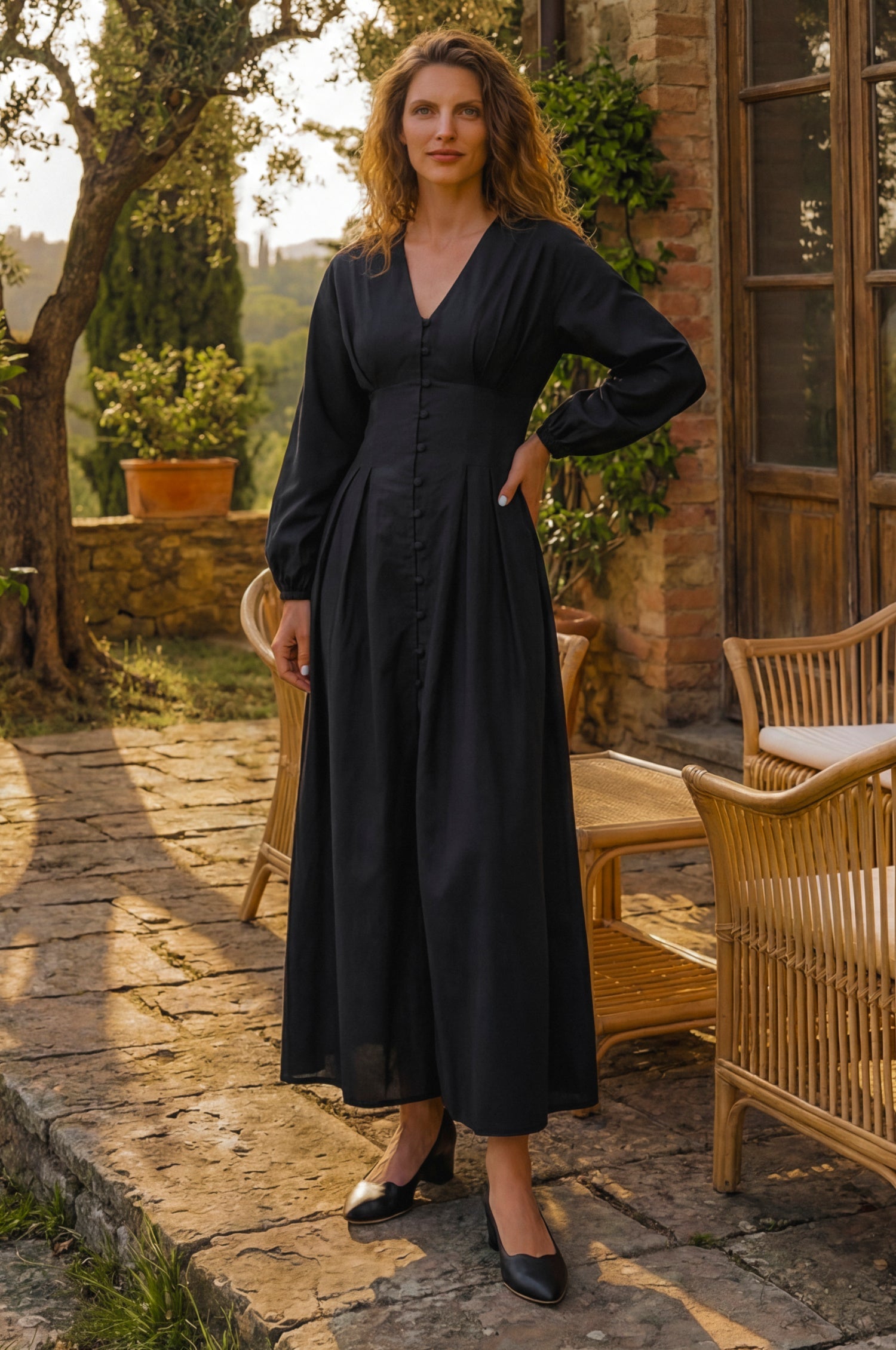 Toscana Button Down Linen Dress-1