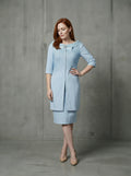 Delicate weave embelished mother of the bride dress suit - powder blue-0