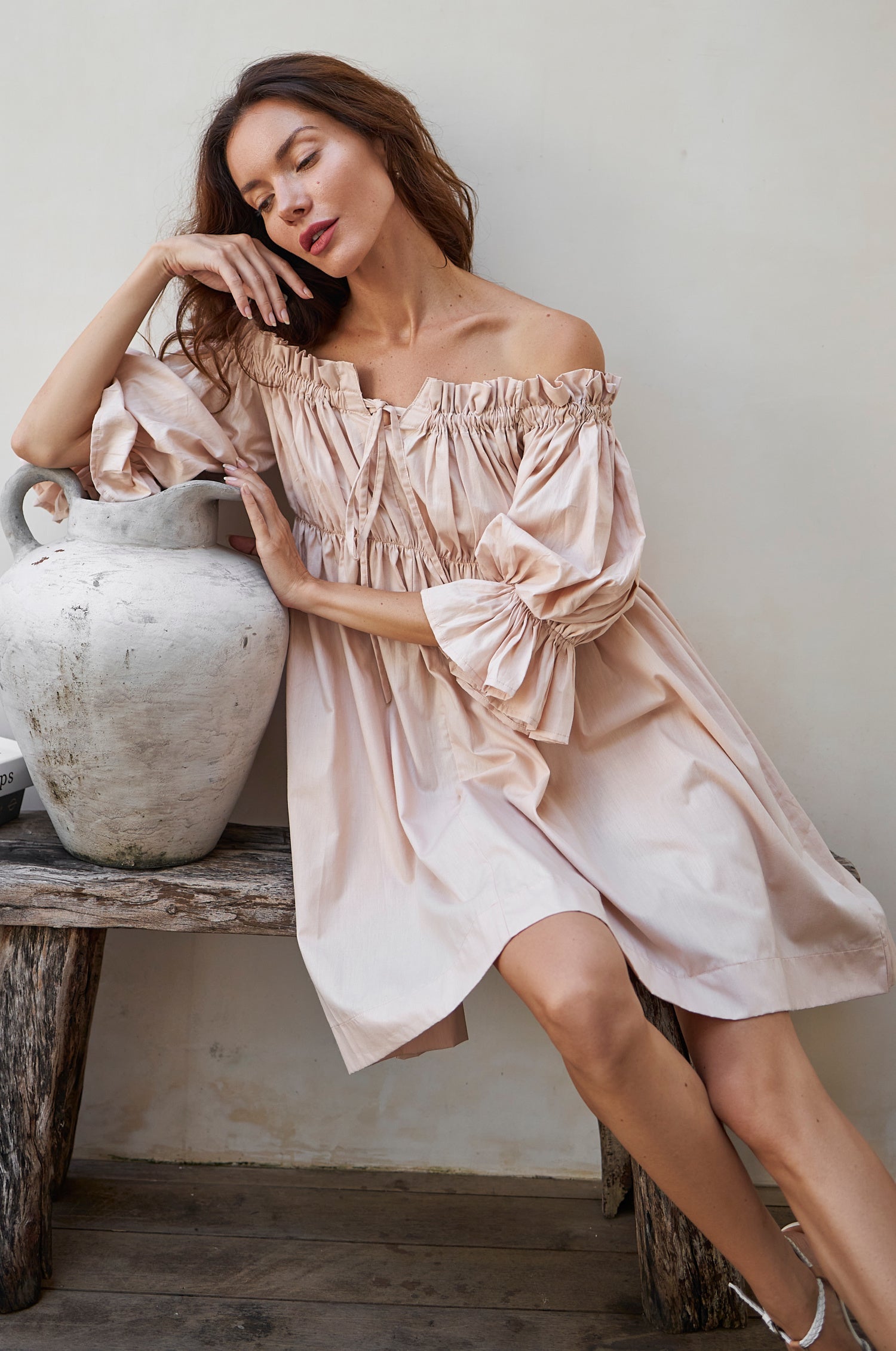 Vacay Off Shoulder Cotton Mini Dress (Sale)-0