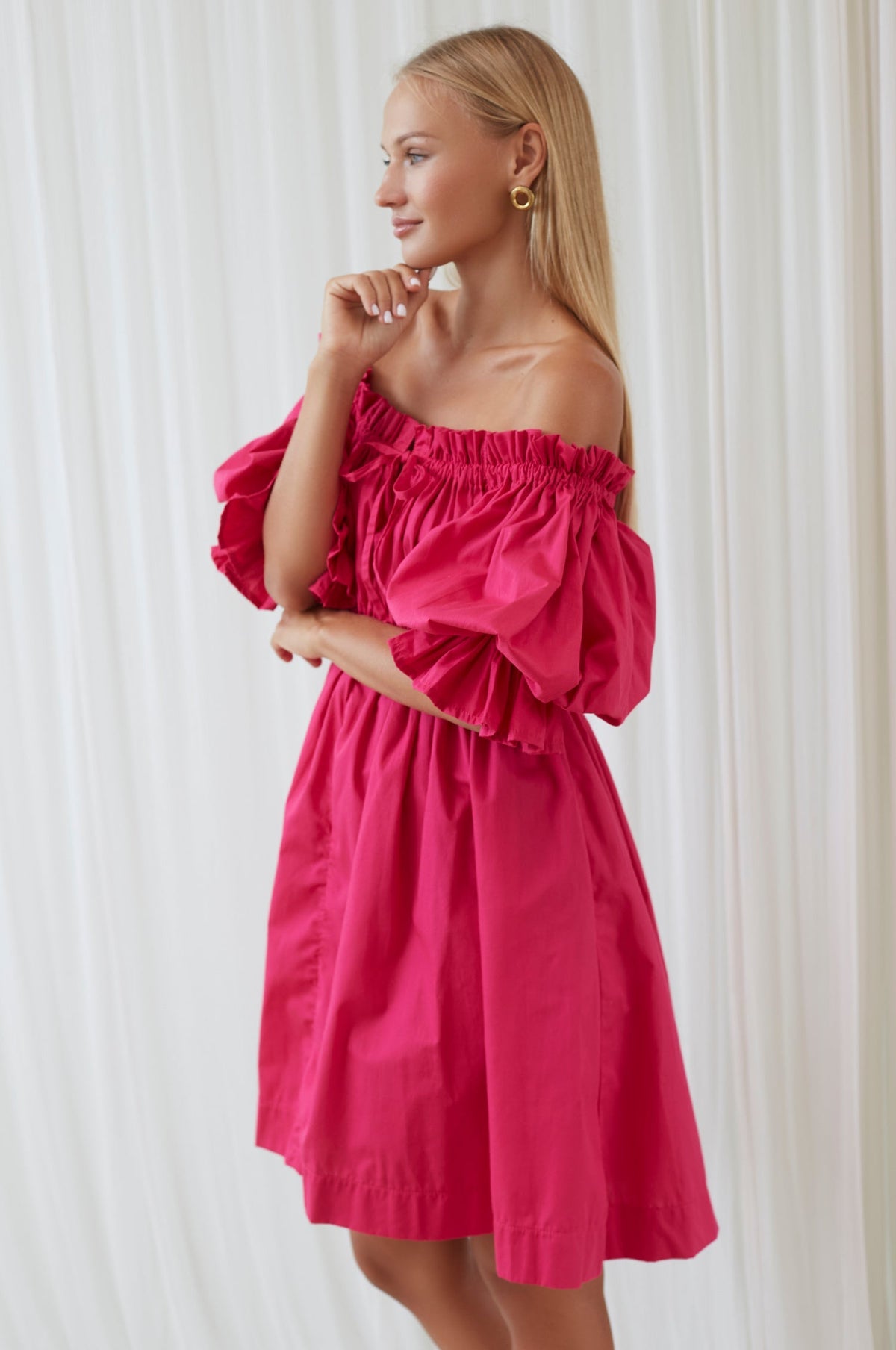 Vacay Off Shoulder Cotton Mini Dress (Sale)-2
