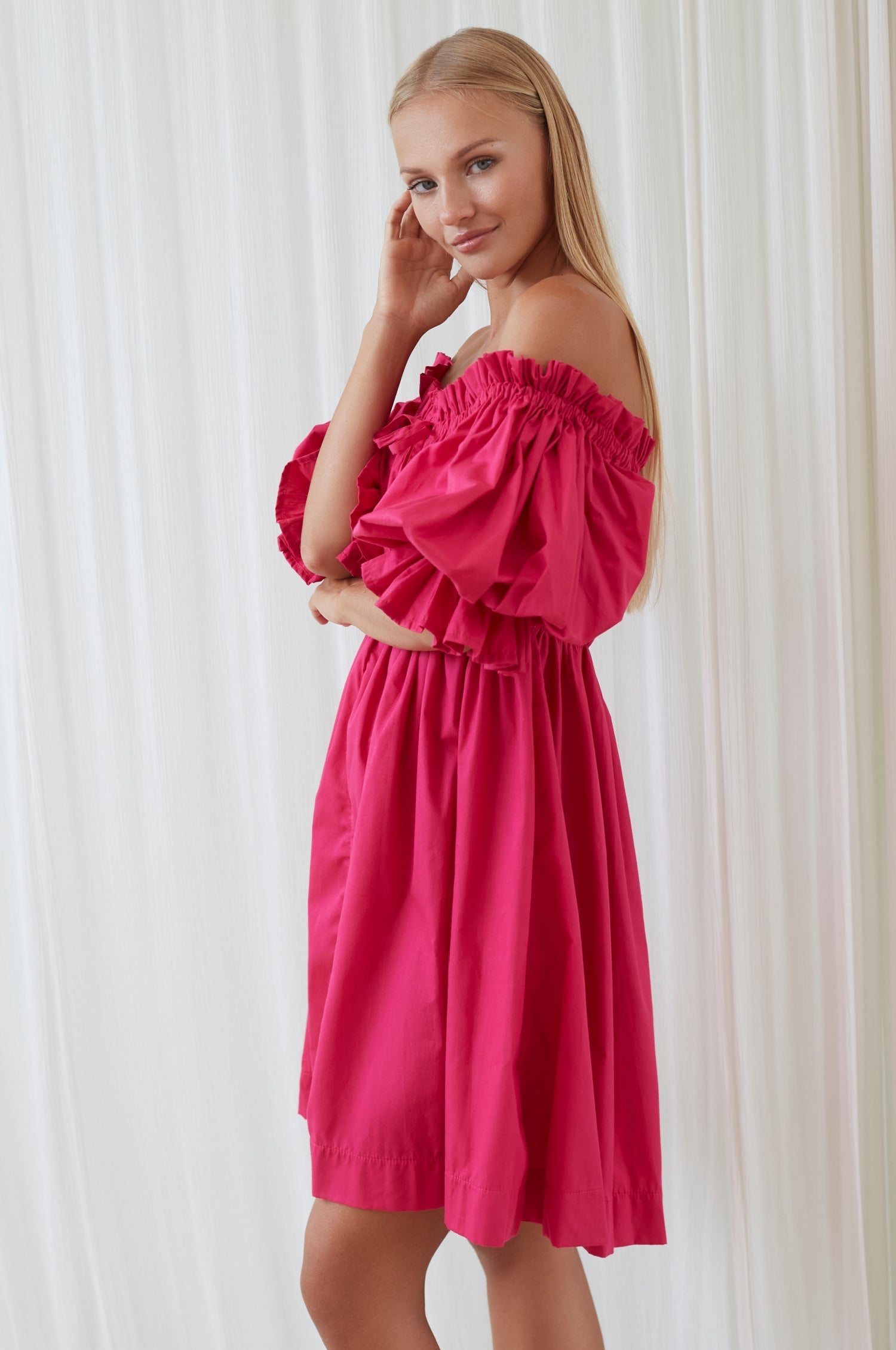 Vacay Off Shoulder Cotton Mini Dress (Sale)-3