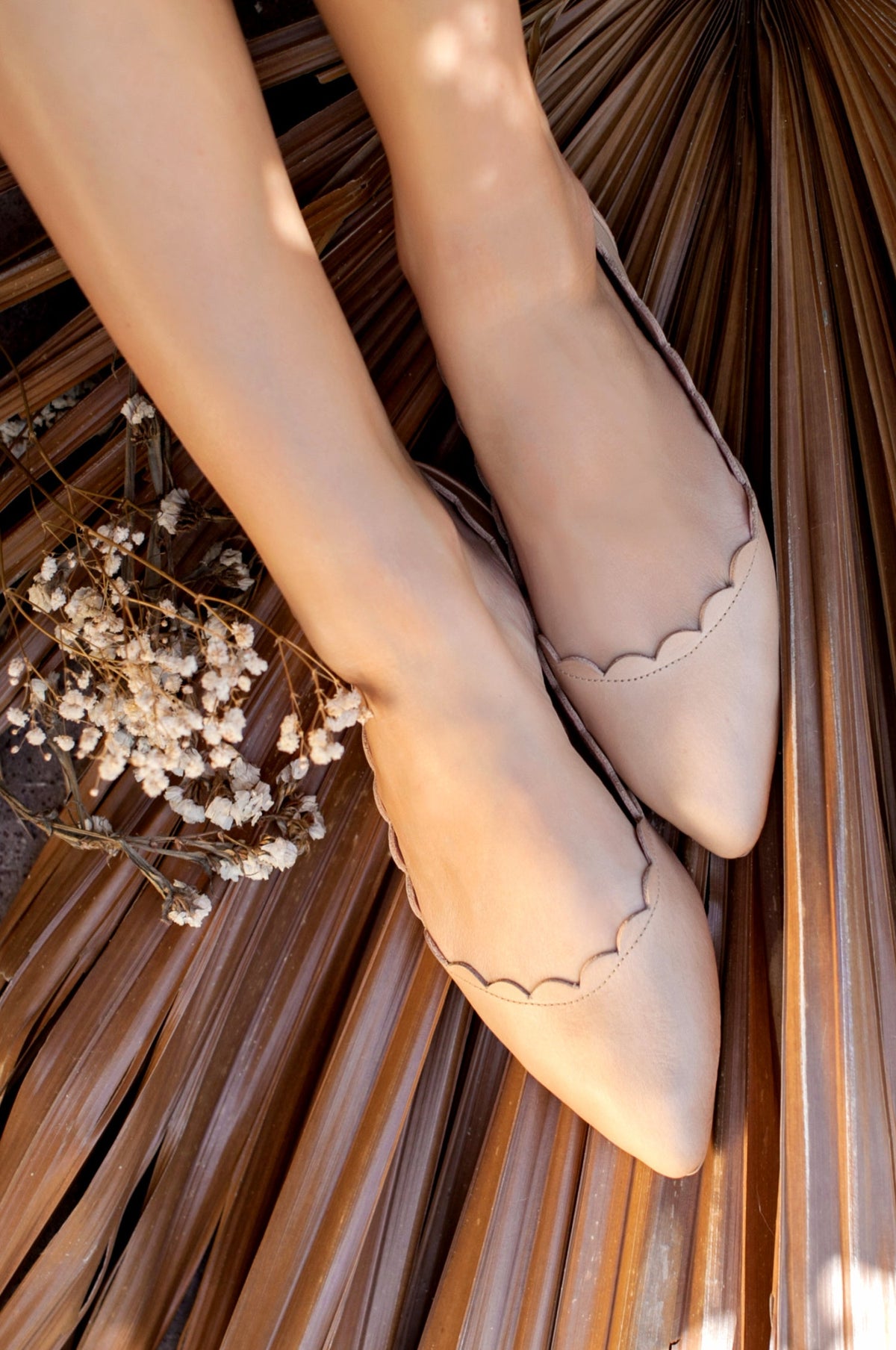 Valentina Scalloped Pointed Toe Flats-0