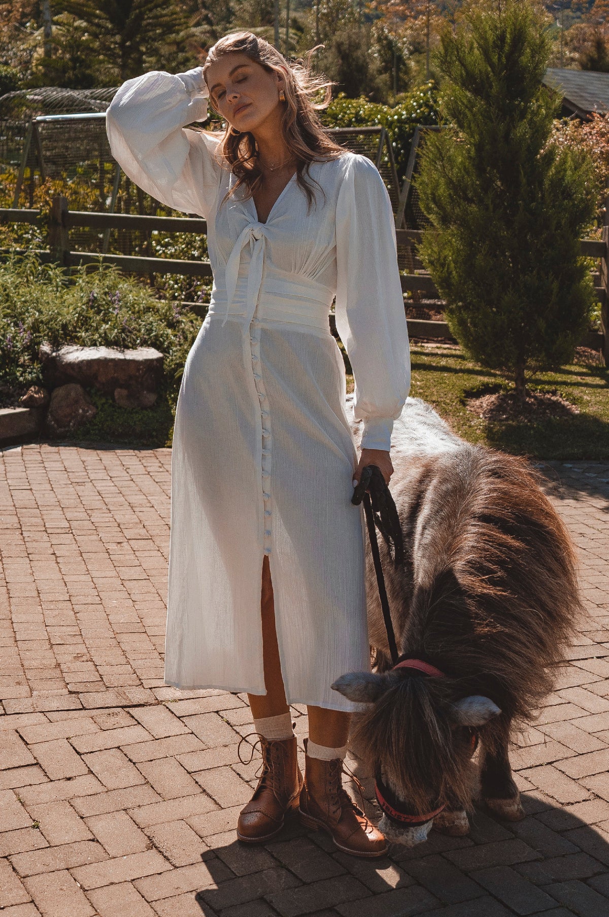 Velvet Sky Long Sleeve Linen Midi Dress-4