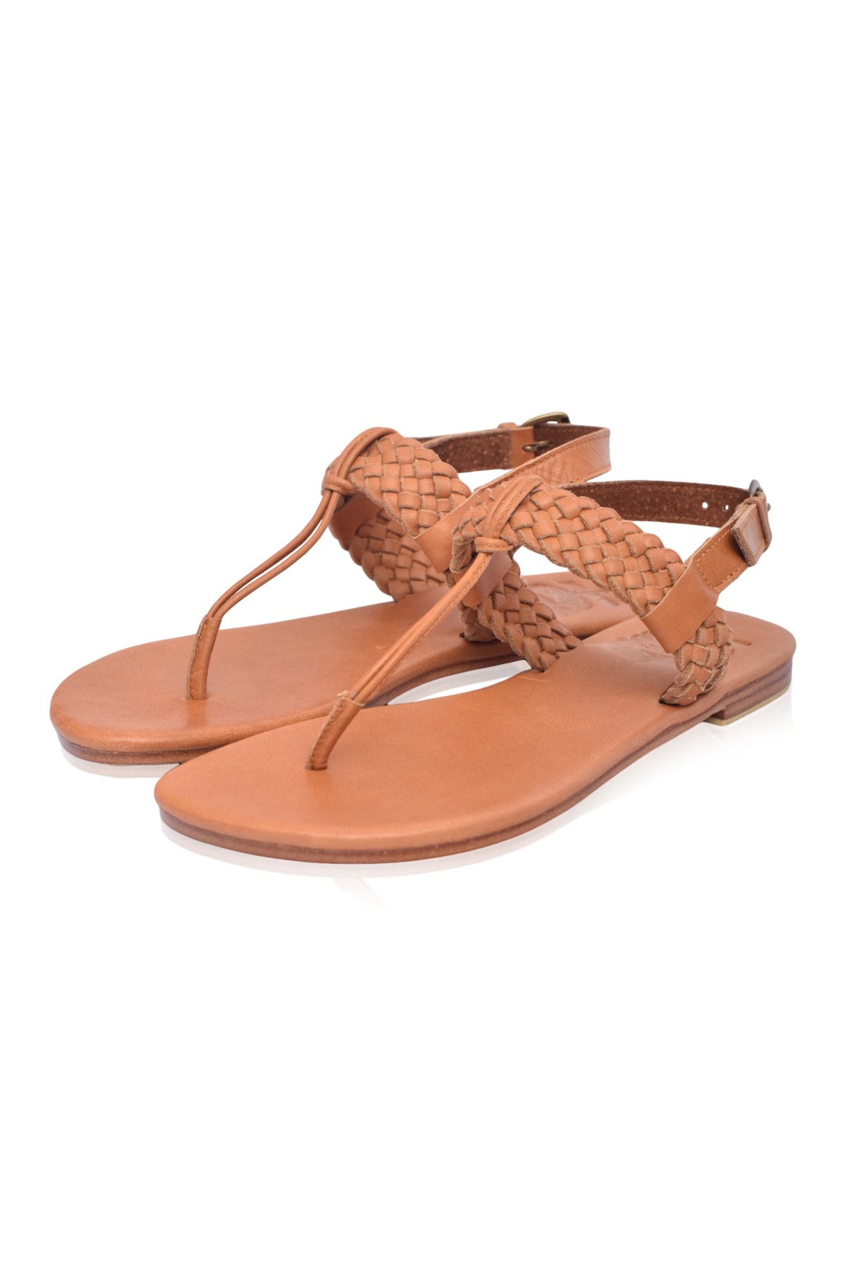 Venetian Braided T-Strap Leather Sandals-5