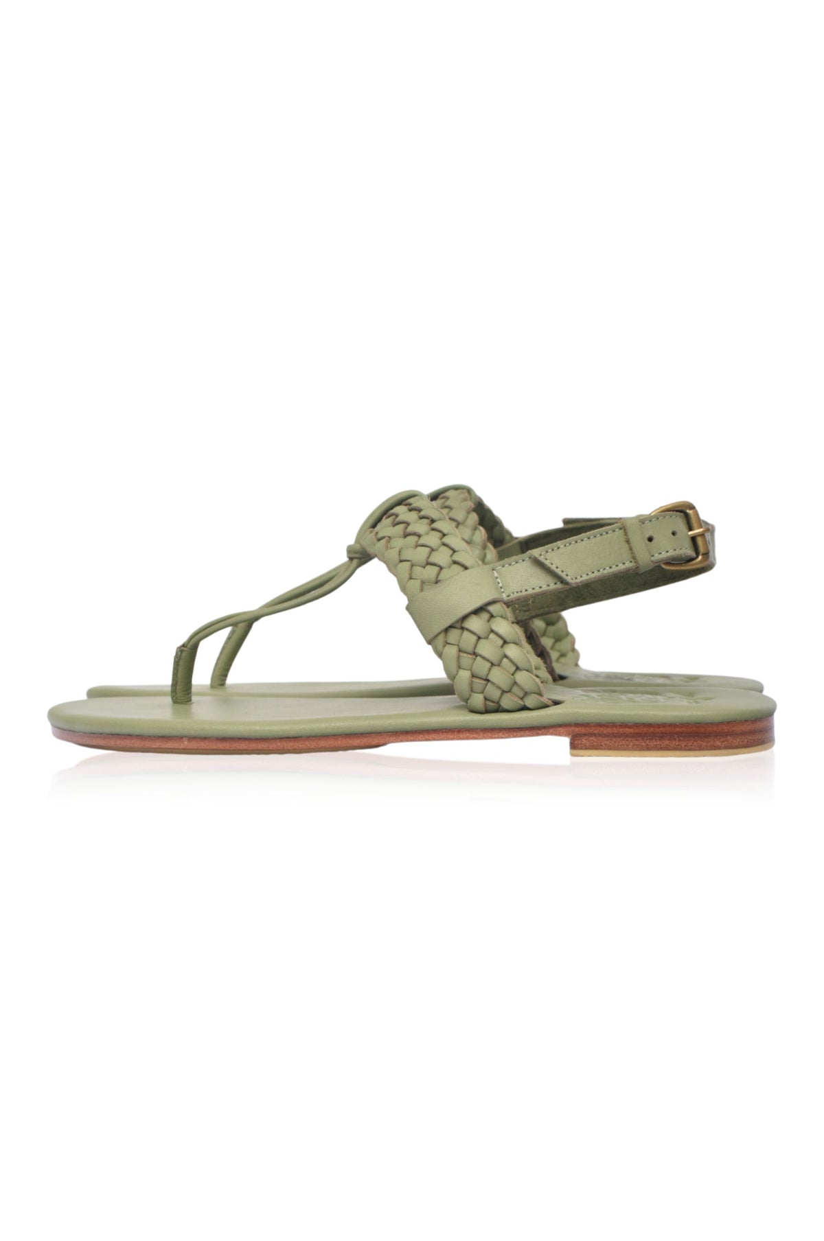 Venetian Braided T-Strap Leather Sandals-4