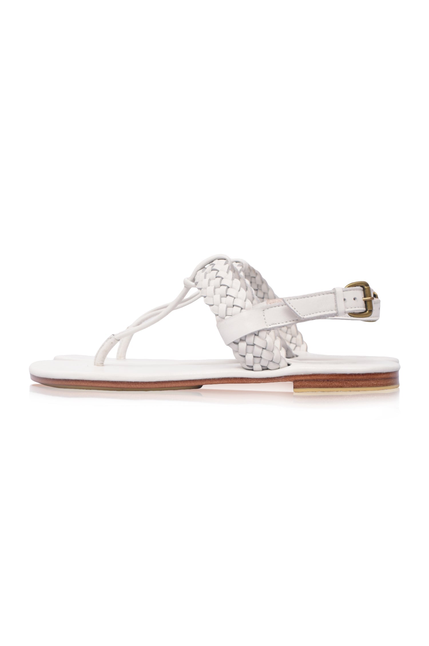 Venetian Braided T-Strap Leather Sandals-4