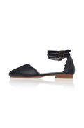 Venus Almond Toe Scalloped Leather Flats-1