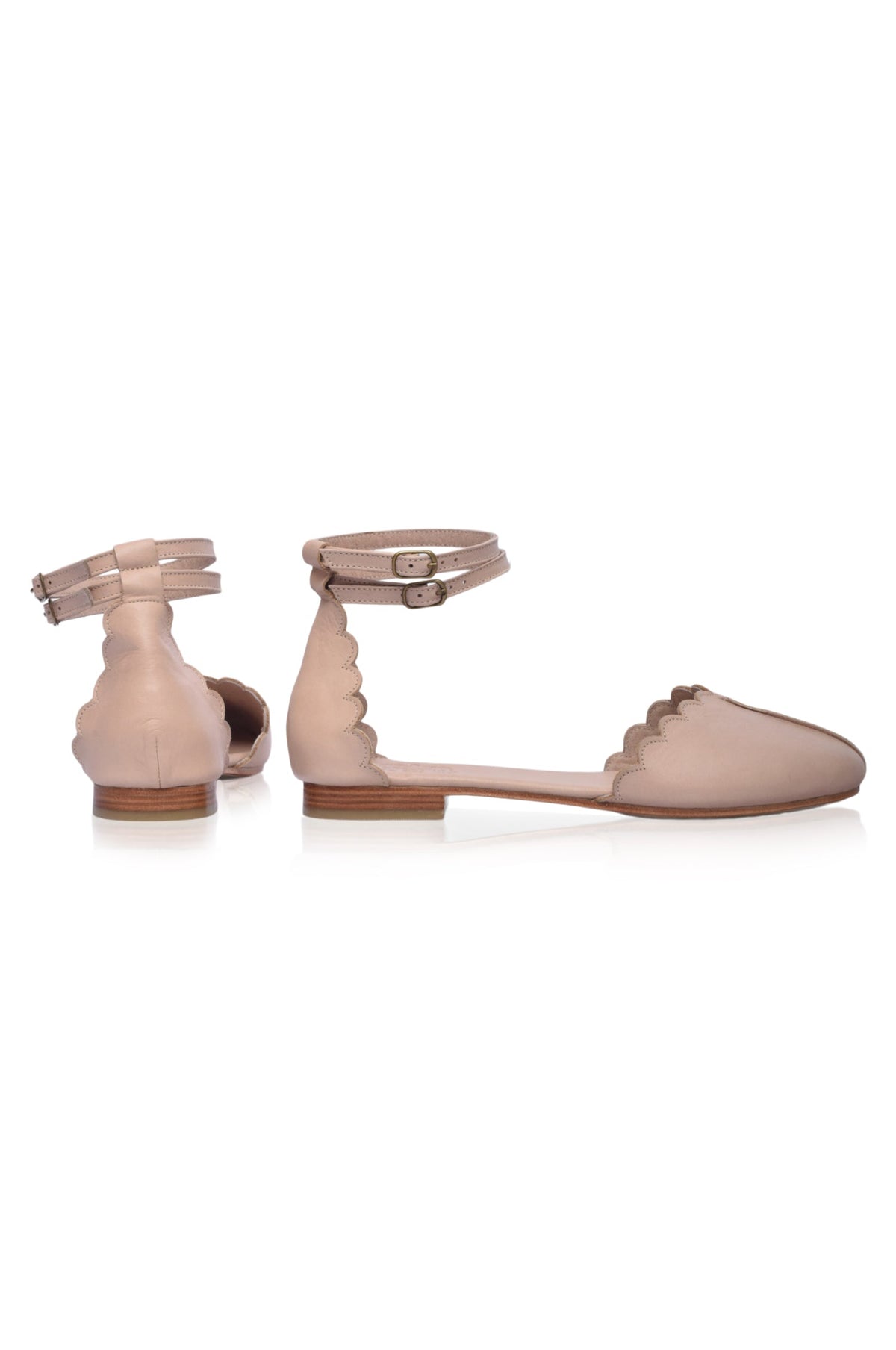 Venus Almond Toe Scalloped Leather Flats-3
