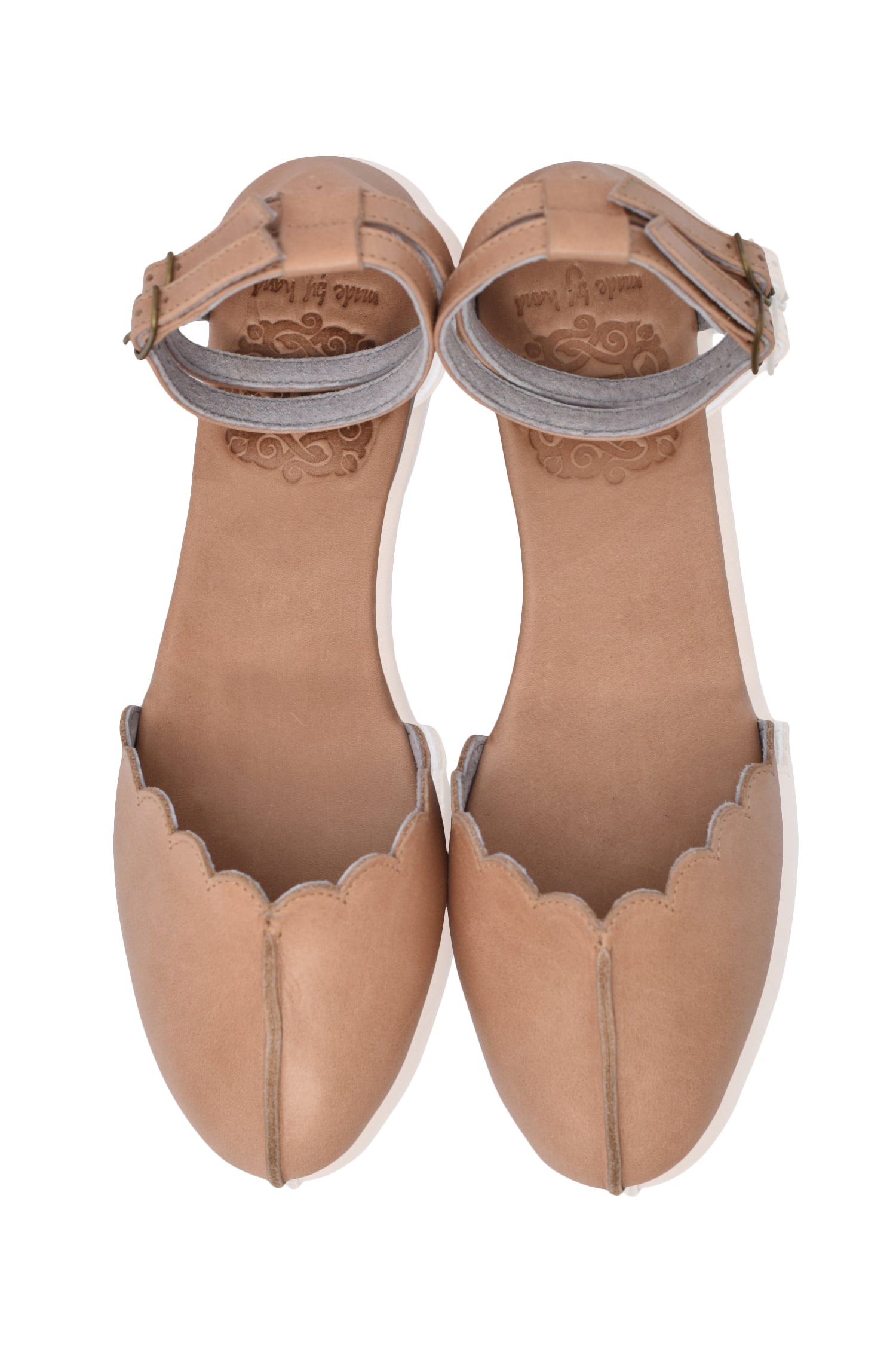Venus Almond Toe Scalloped Leather Flats-3