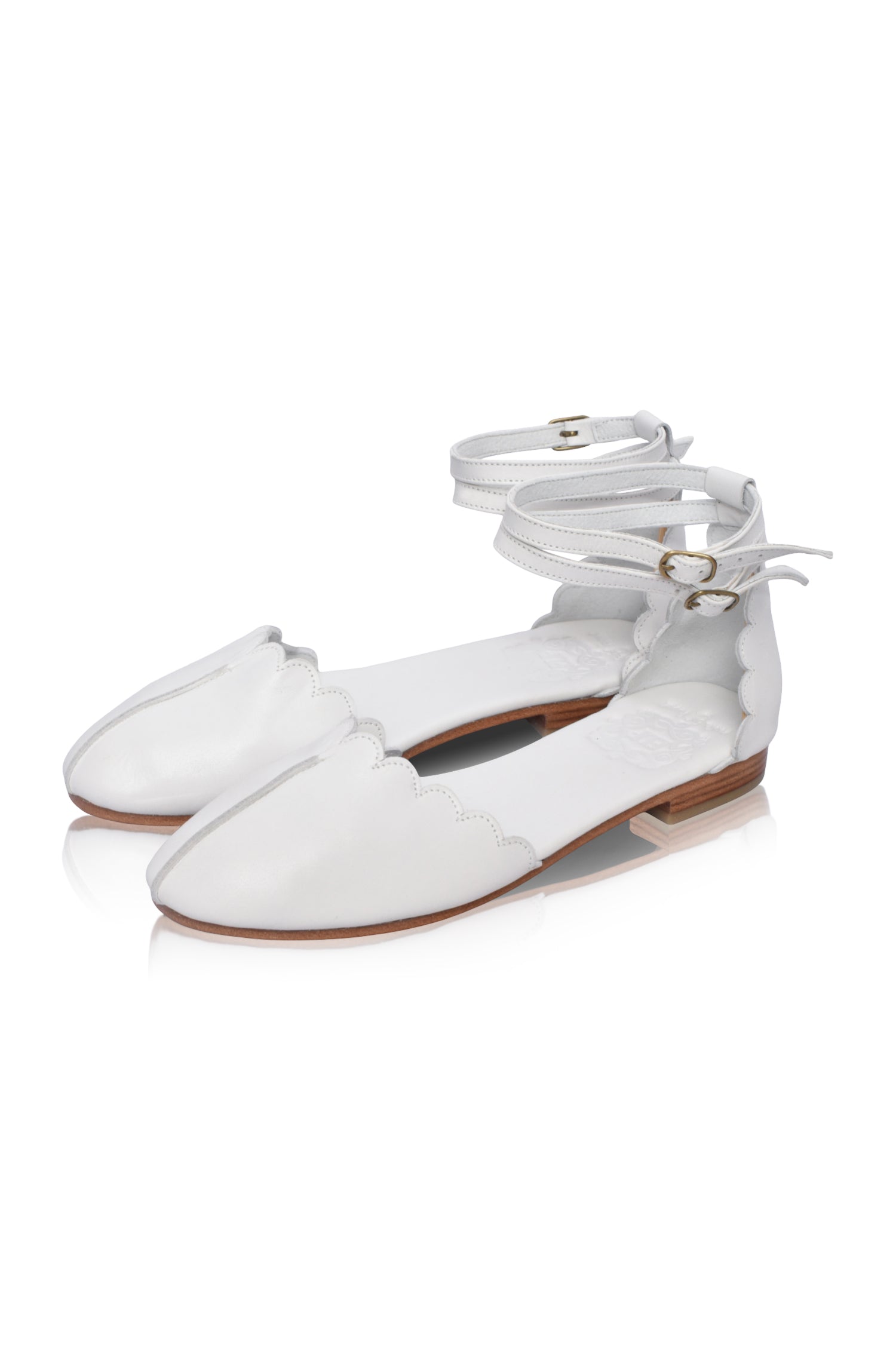 Venus Almond Toe Scalloped Leather Flats-2