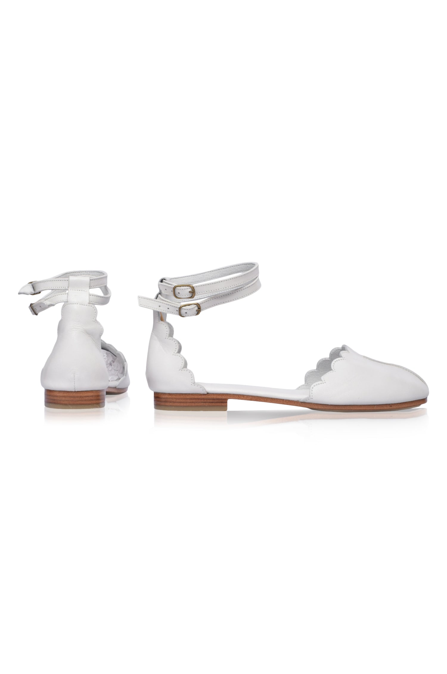 Venus Almond Toe Scalloped Leather Flats-4