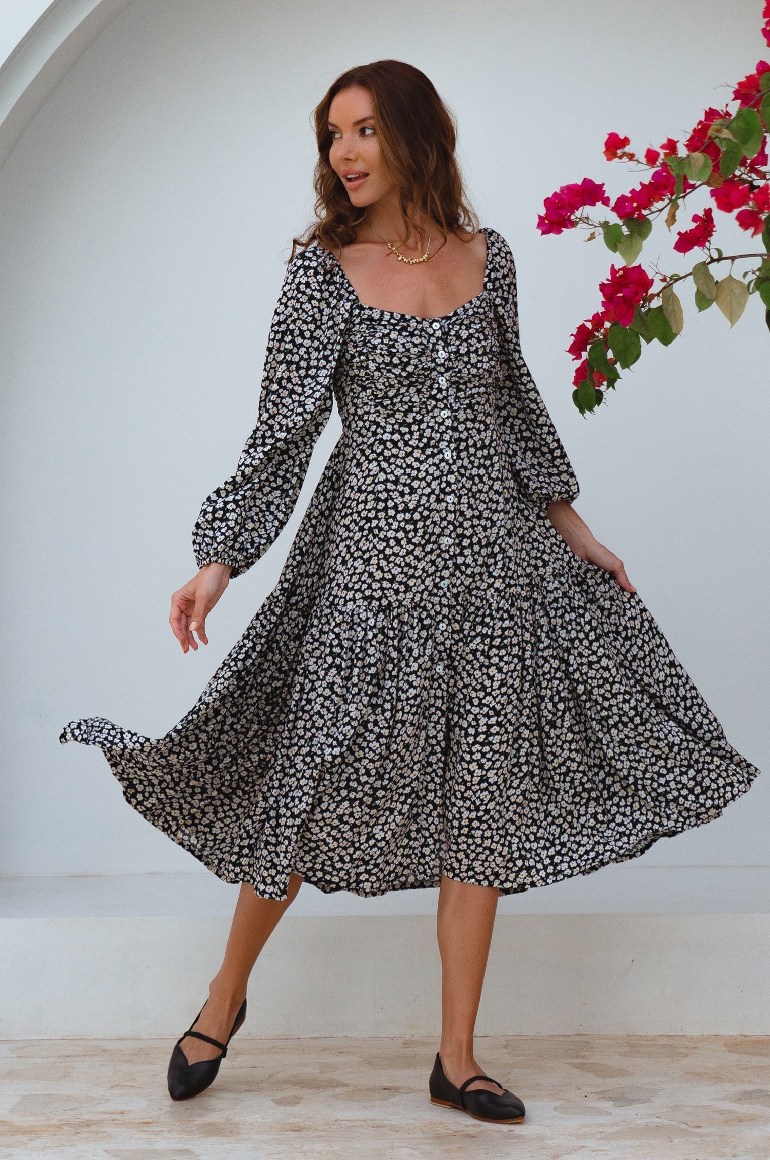 Verona Long Sleeve Midi Dress (Sale)-2