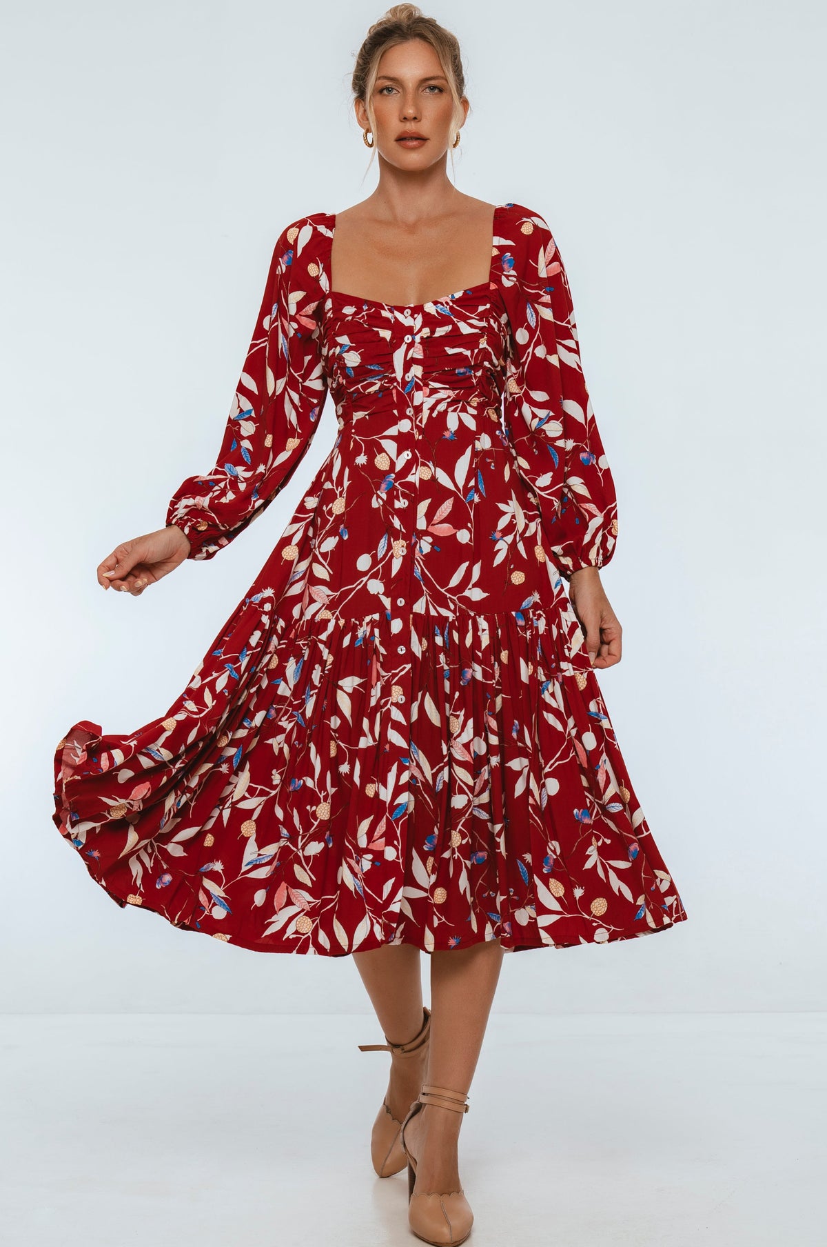 Verona Long Sleeve Midi Dress-1