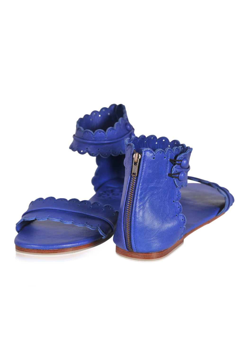 Midsummer Scalloped Leather Sandals-4
