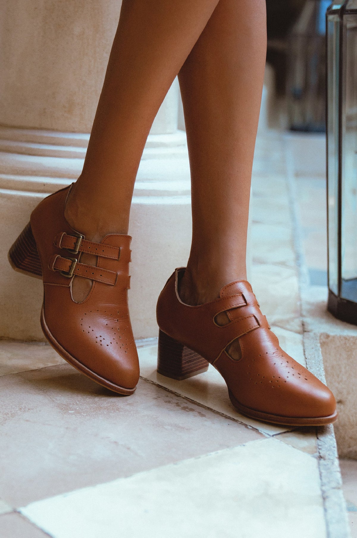 Vienna Low Heel Leather Booties-0