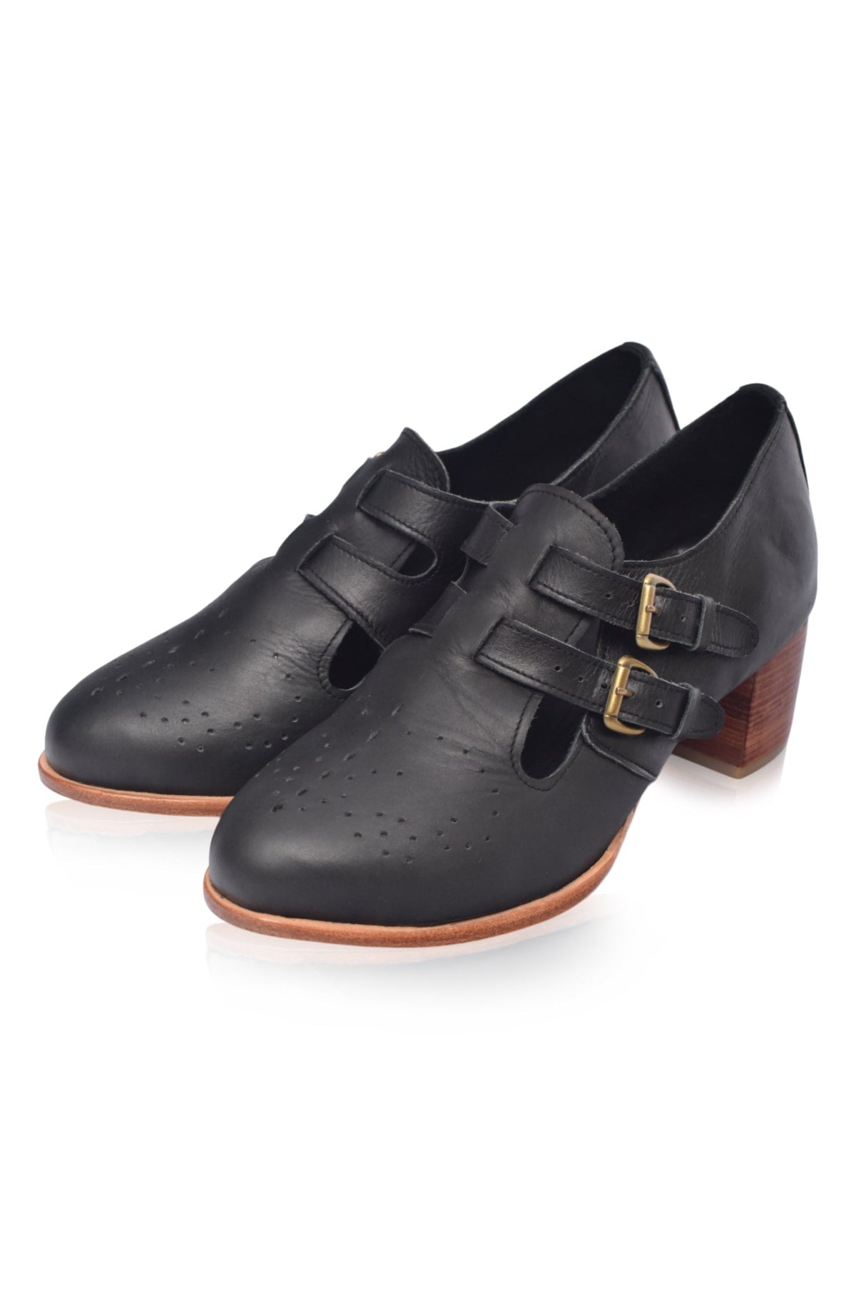 Vienna Low Heel Leather Booties-2