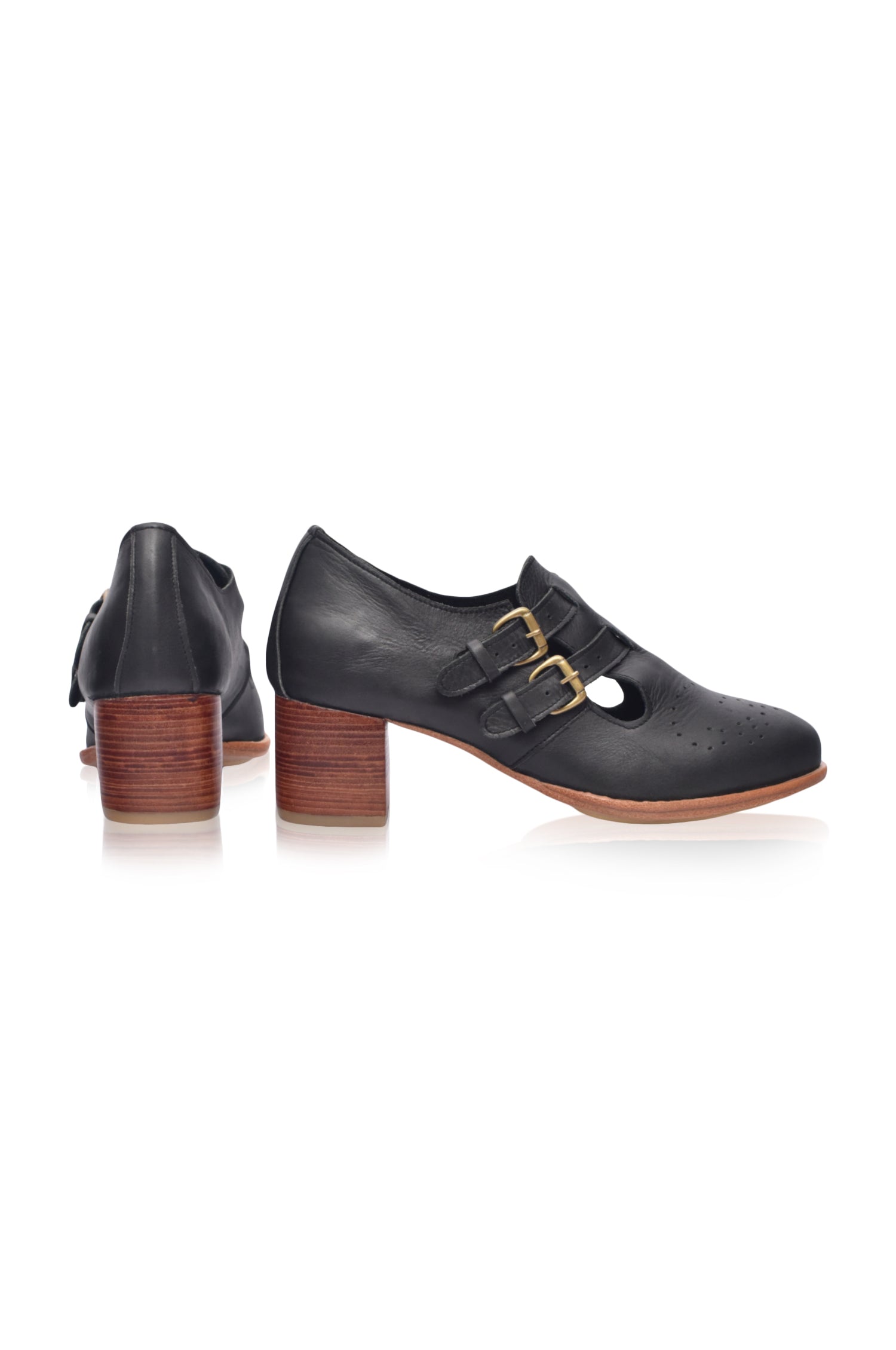 Vienna Low Heel Leather Booties-3